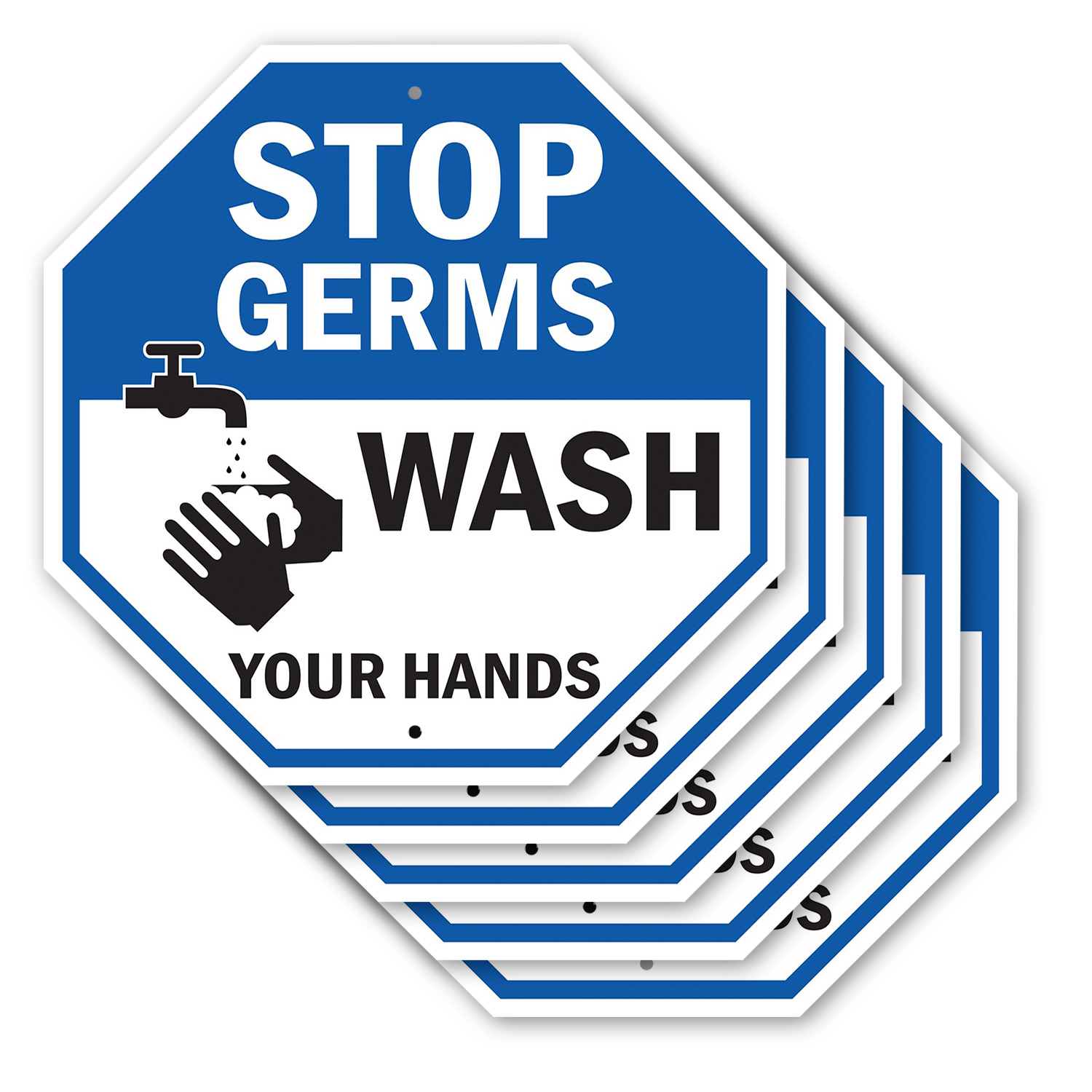 Stop Germs Wash Your Hands Octagon Sign Weather Resistant Made in the USA - Picture 54 of 65