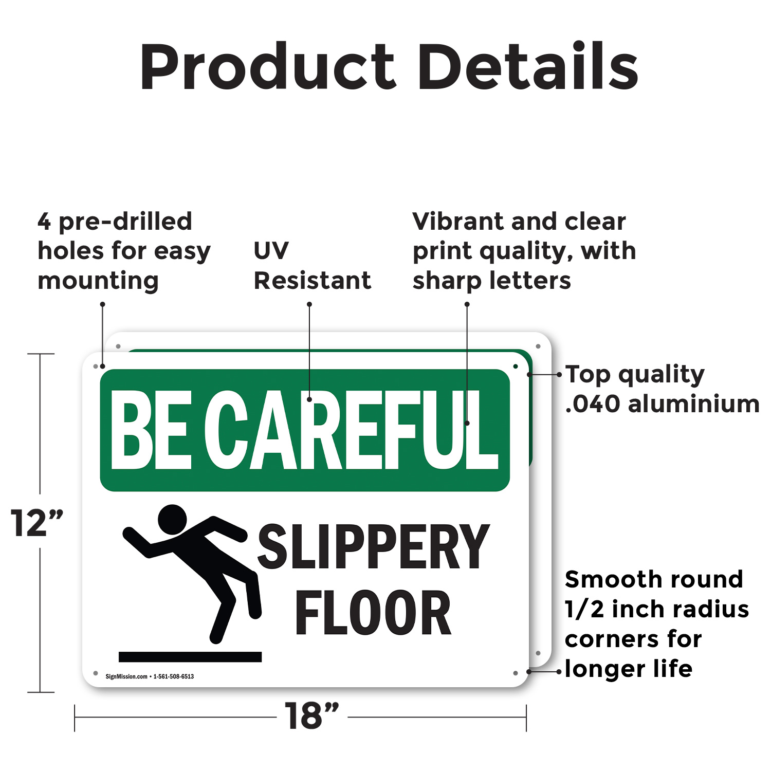 (2 Pack) Slippery Floor OSHA Be Careful Sign Decal Metal Plastic - Picture 10 of 21