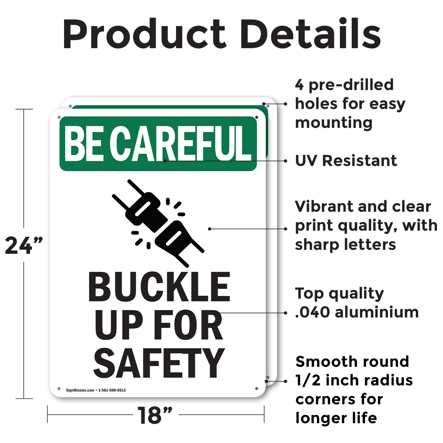 (2 Pack) Buckle Up For Safety With Symbol OSHA Be Careful Sign Decal Metal - 第 10/21 張圖片