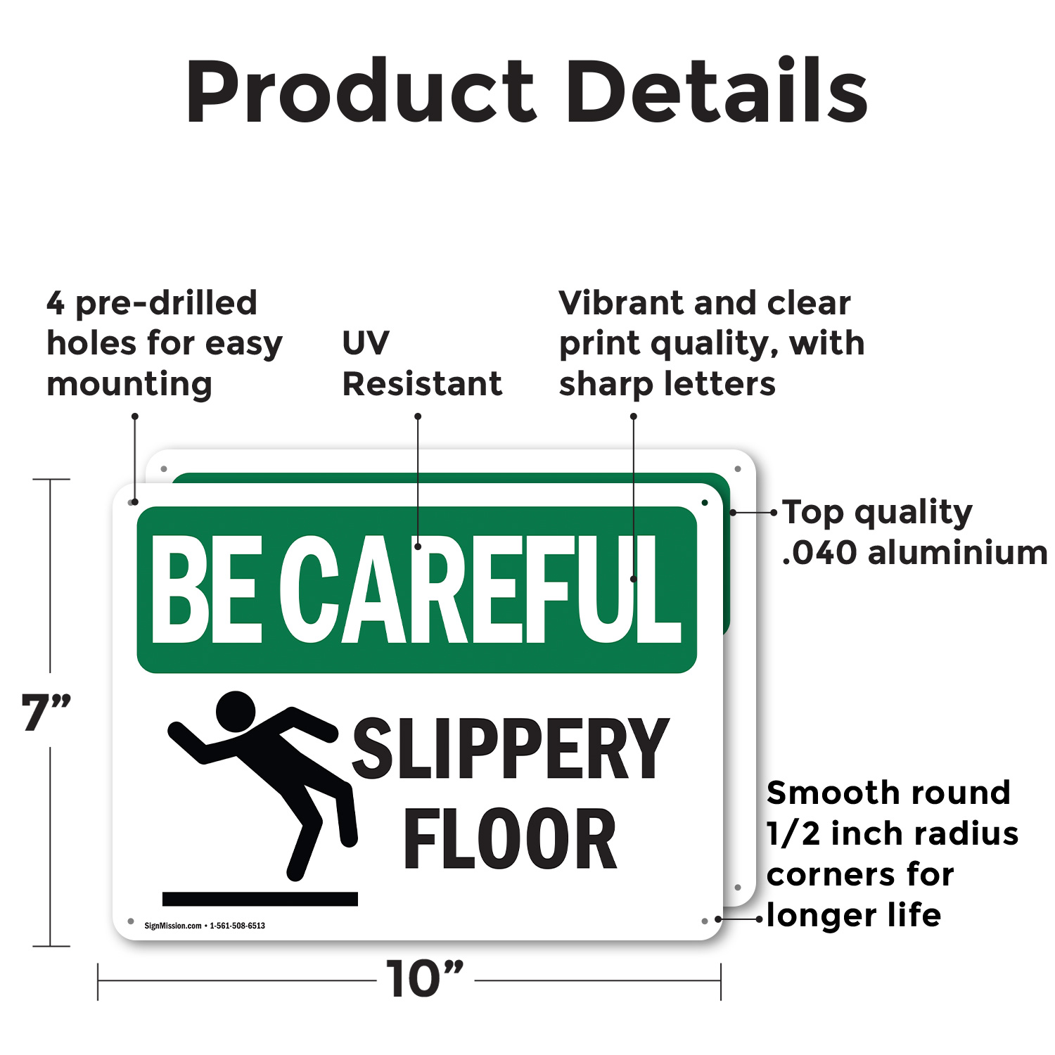 (2 Pack) Slippery Floor OSHA Be Careful Sign Decal Metal Plastic - Picture 9 of 21