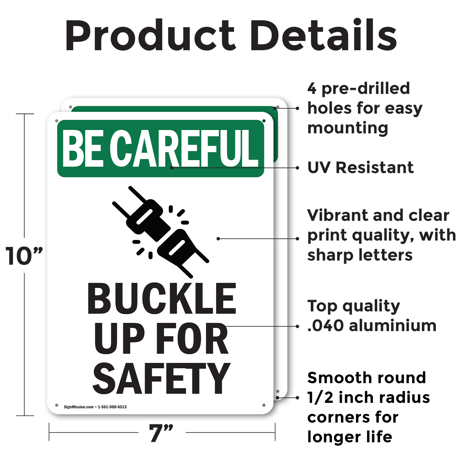 (2 Pack) Buckle Up For Safety With Symbol OSHA Be Careful Sign Decal Metal - 第 21/21 張圖片