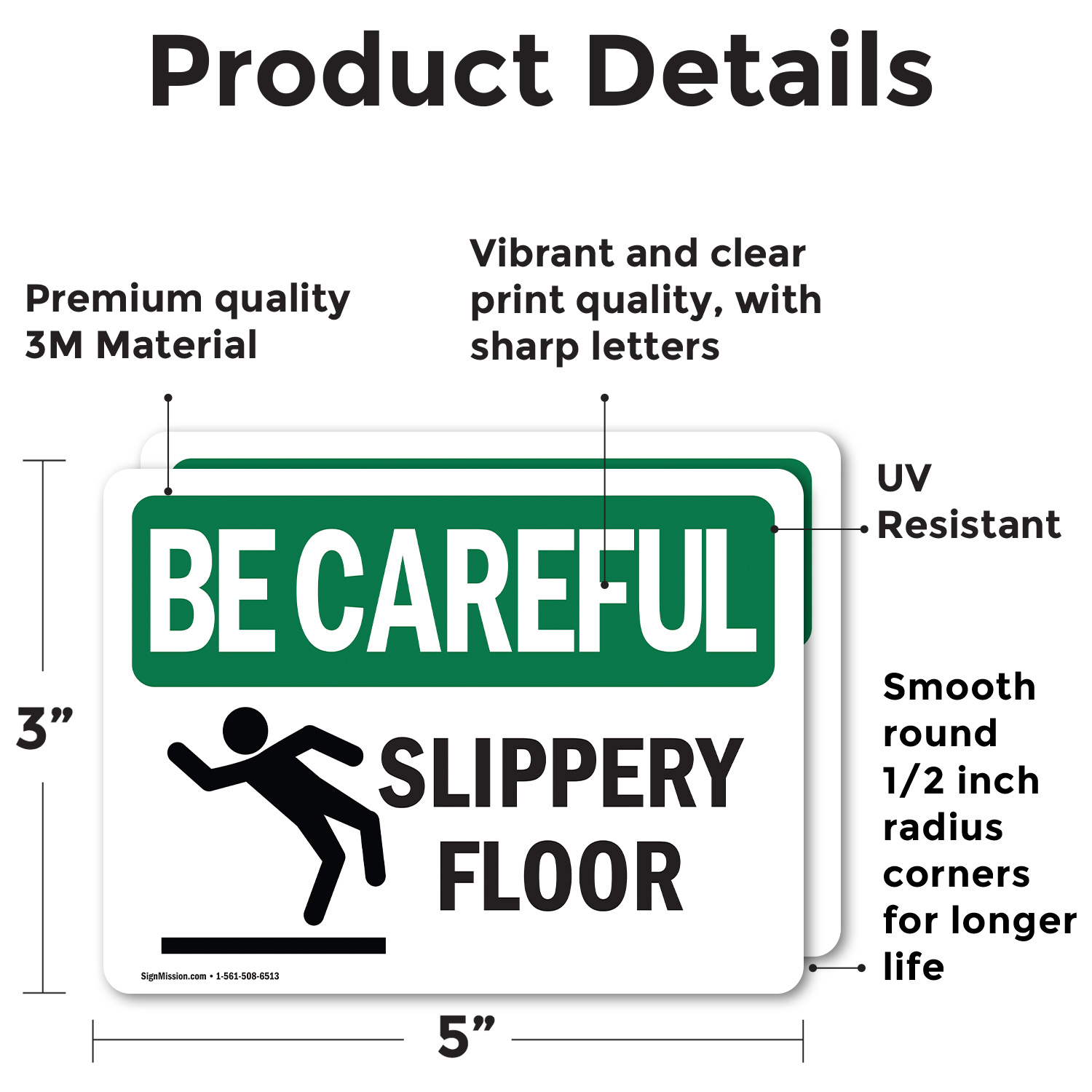 (2 Pack) Slippery Floor OSHA Be Careful Sign Decal Metal Plastic - Picture 13 of 21