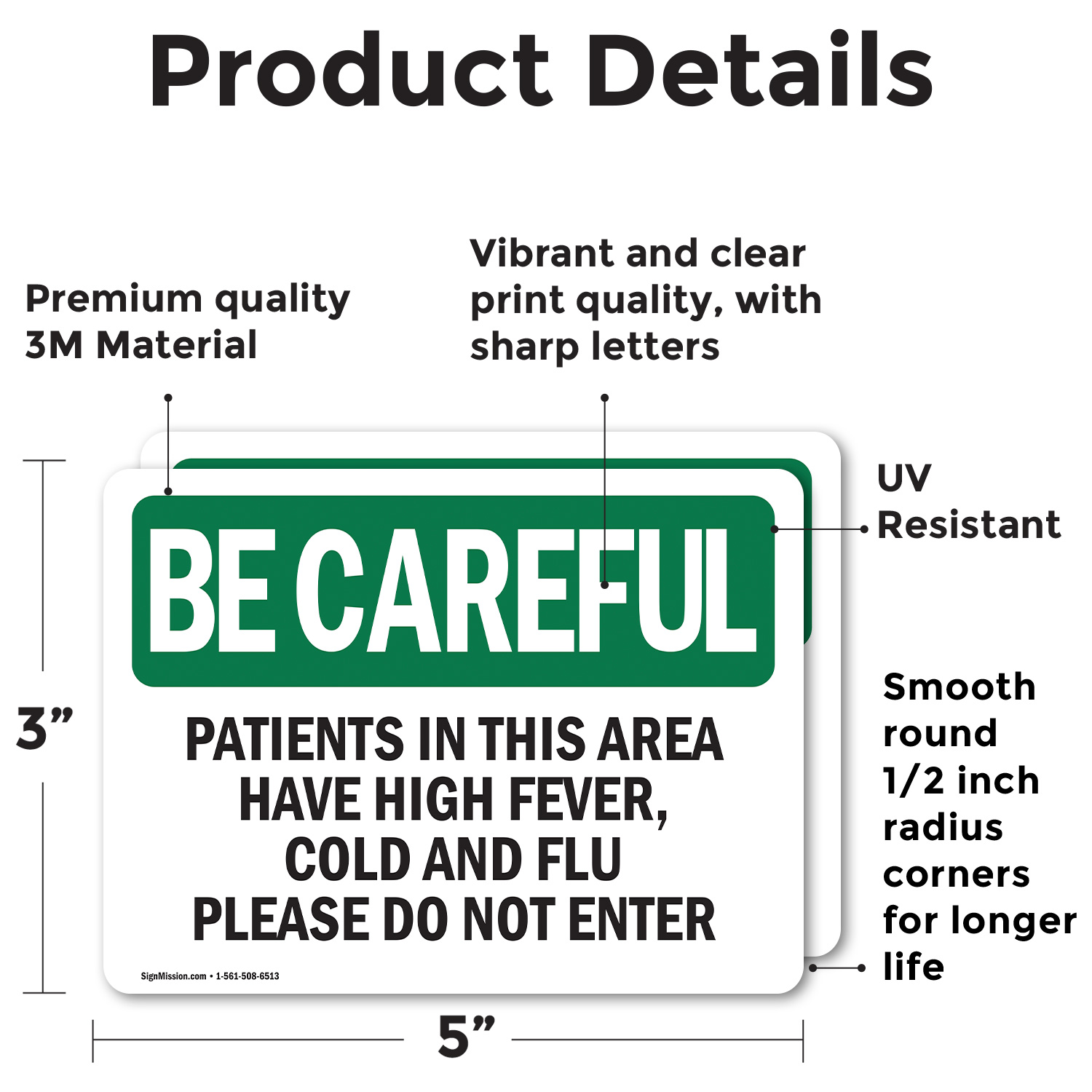 (2 Pack) Patients In This Area Have High Fever Cold OSHA Be Careful Sign Decal - Picture 13 of 21