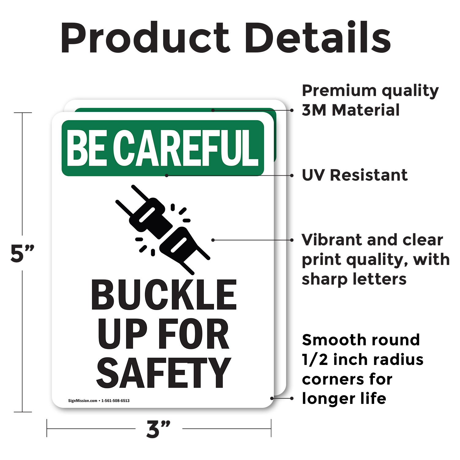 (2 Pack) Buckle Up For Safety With Symbol OSHA Be Careful Sign Decal Metal - 第 12/21 張圖片