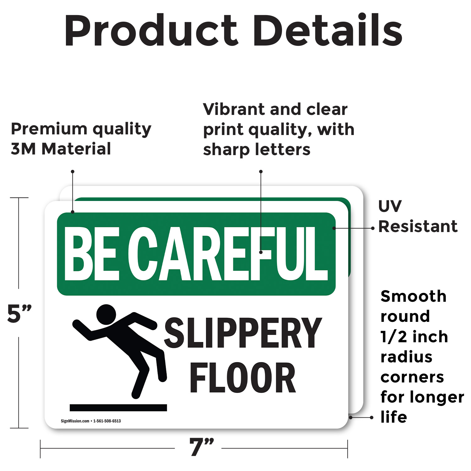 (2 Pack) Slippery Floor OSHA Be Careful Sign Decal Metal Plastic - Picture 18 of 21