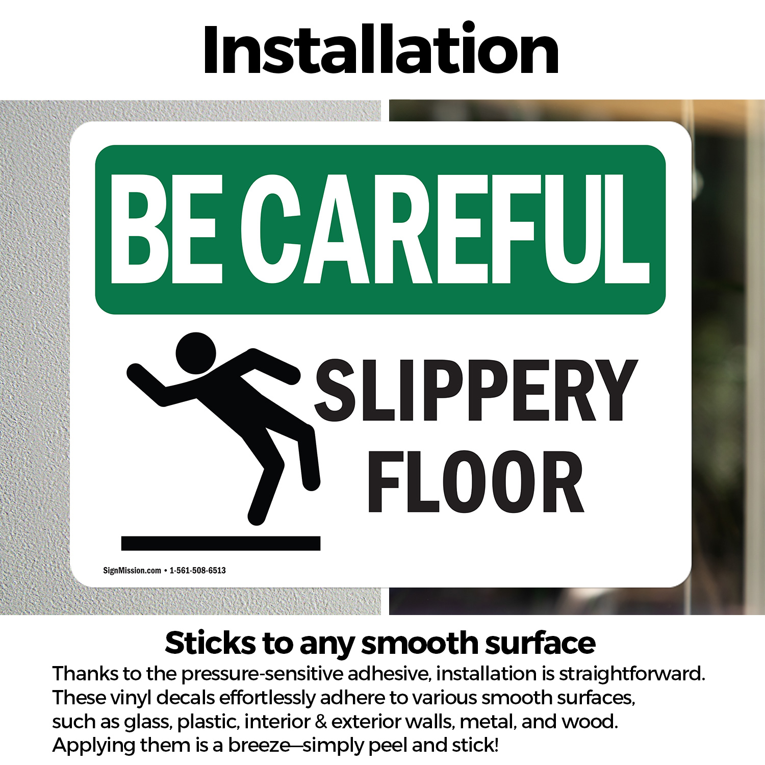 (2 Pack) Slippery Floor OSHA Be Careful Sign Decal Metal Plastic - Picture 14 of 21