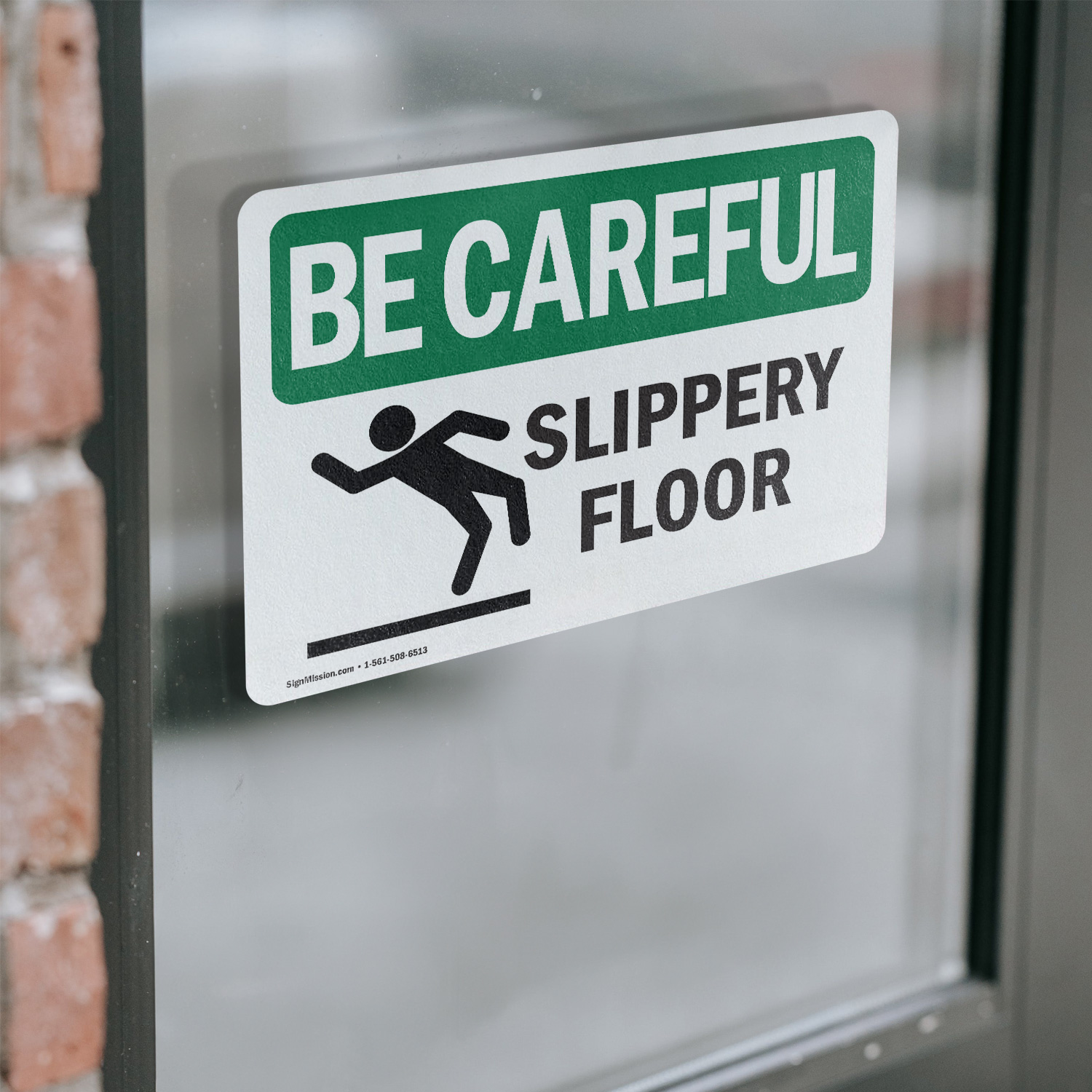 (2 Pack) Slippery Floor OSHA Be Careful Sign Decal Metal Plastic - Picture 15 of 21
