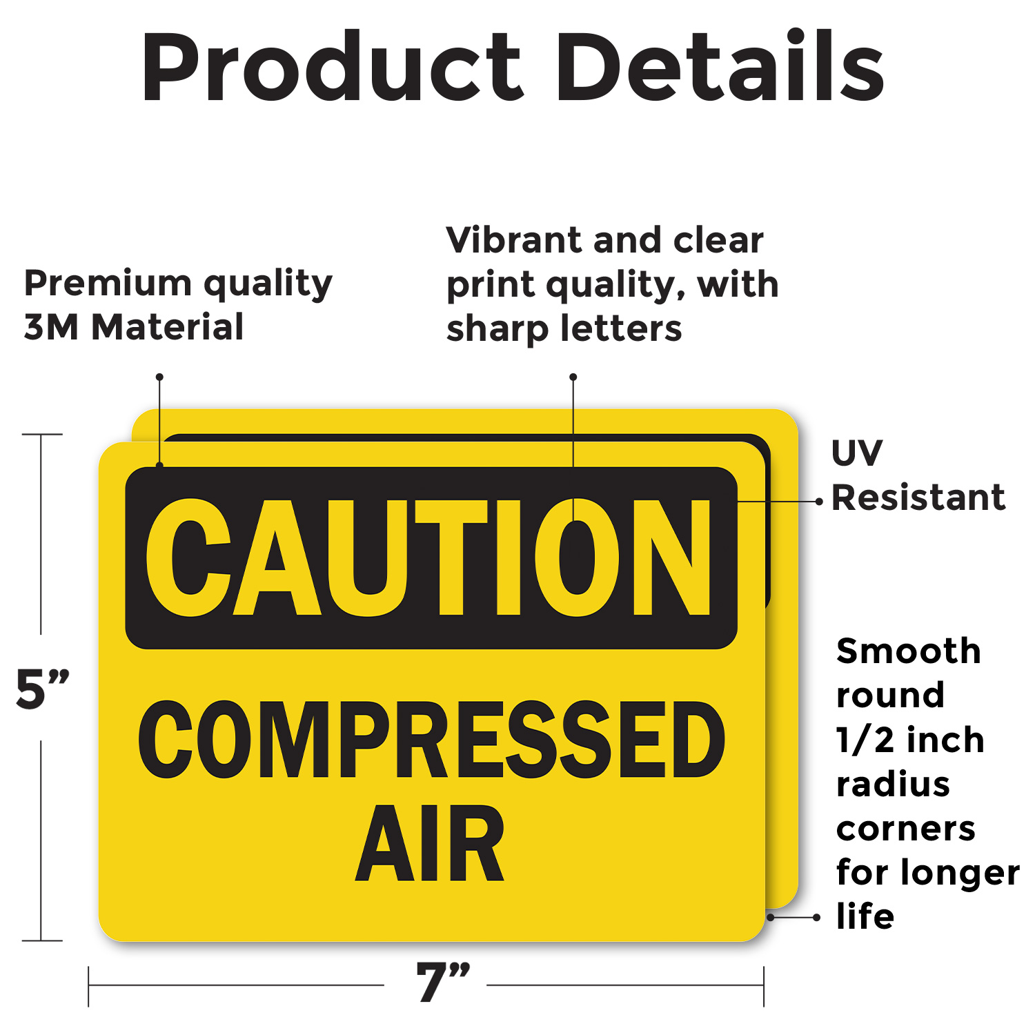 (2 Pack) Compressed Air OSHA Caution Sign Decal Metal Plastic - Picture 19 of 22