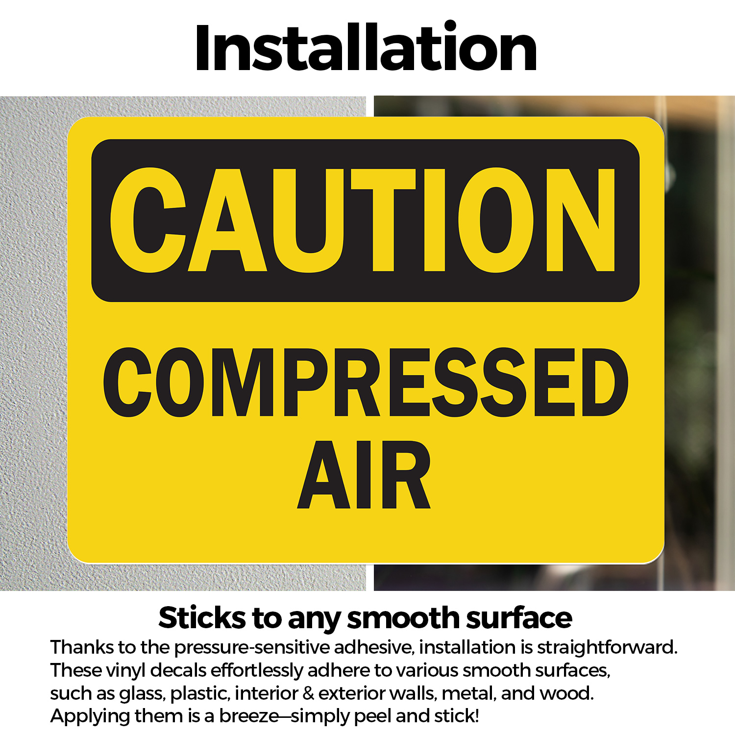 (2 Pack) Compressed Air OSHA Caution Sign Decal Metal Plastic - Picture 14 of 22