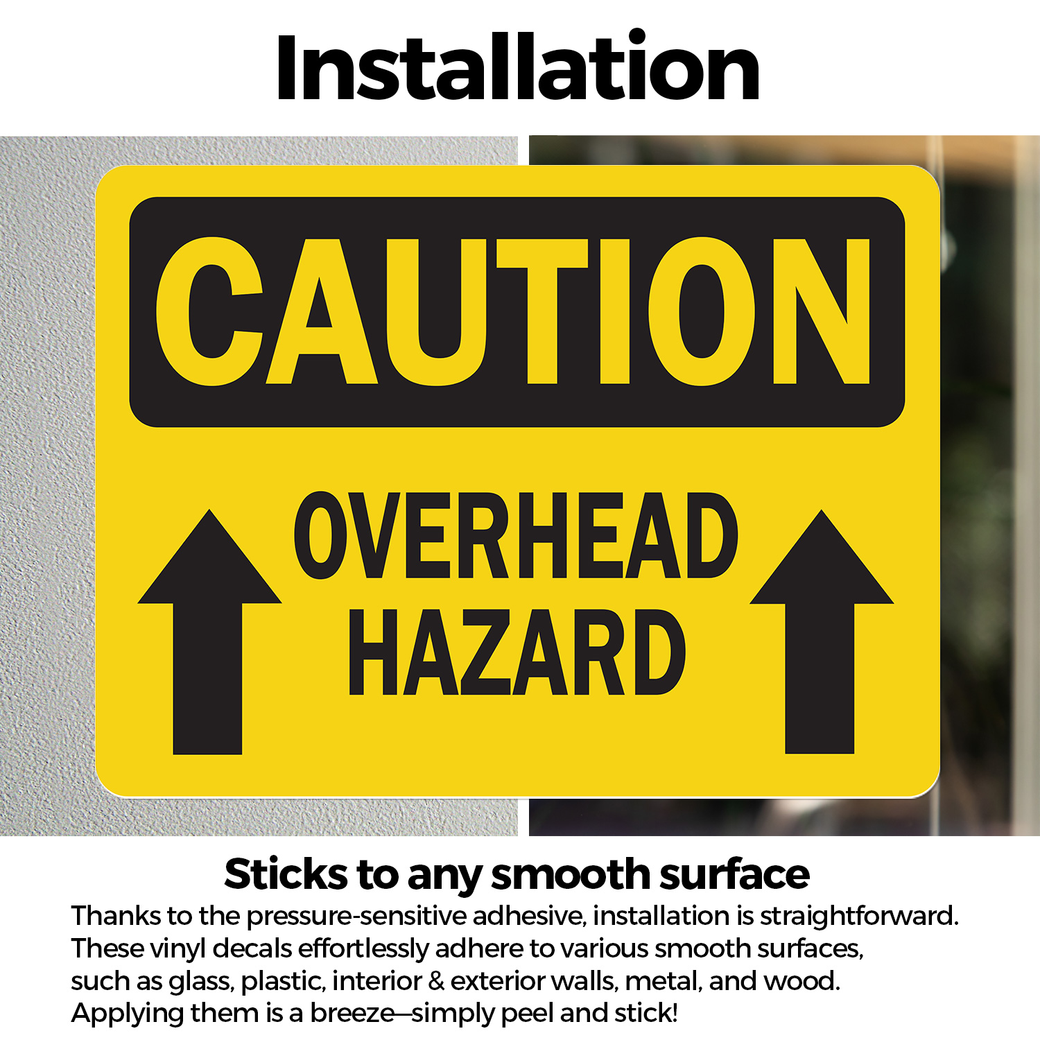 (2 Pack) Overhead Hazard With Arrow OSHA Caution Sign Decal Metal Plastic - Picture 14 of 23