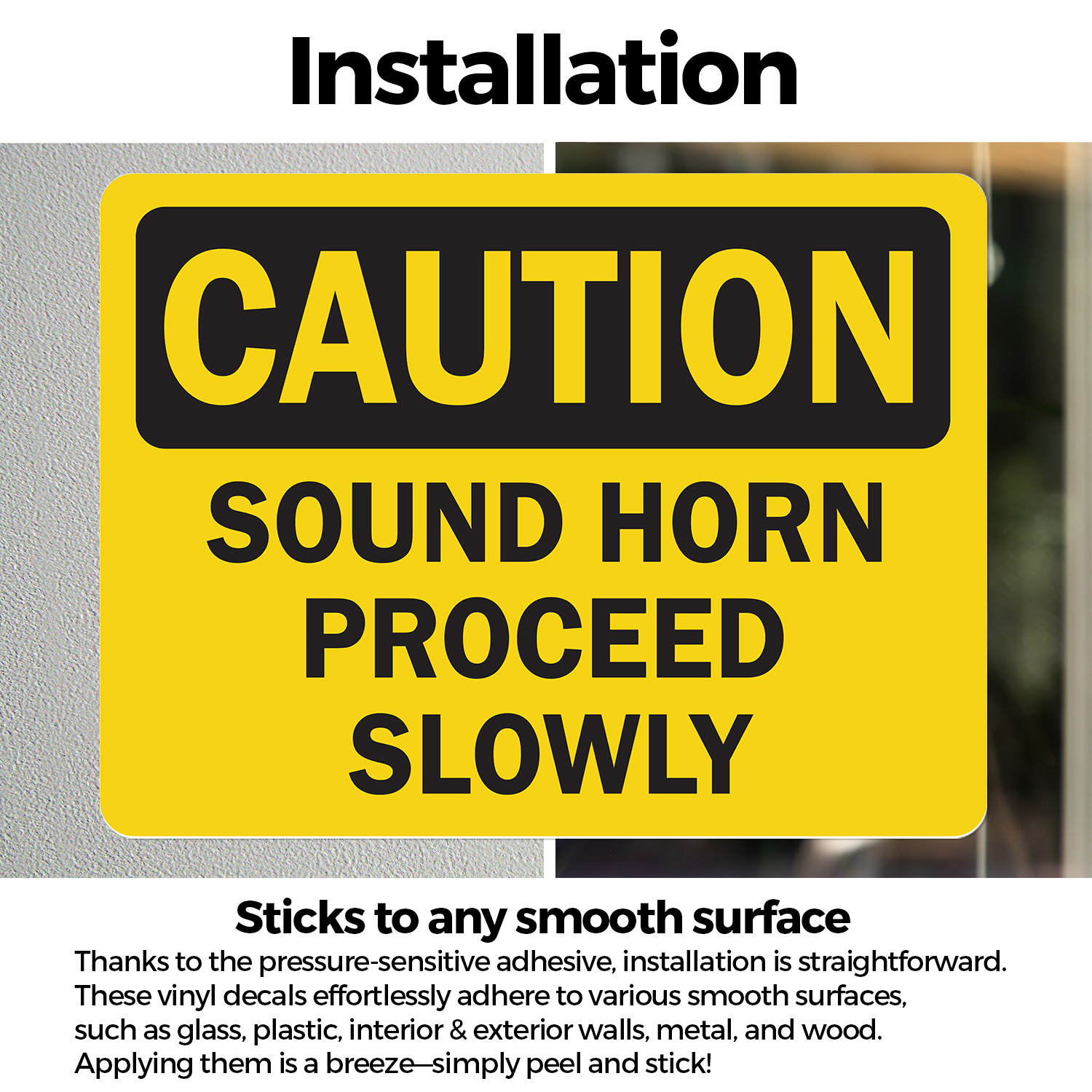 (2 Pack) Sound Horn Proceed Slowly OSHA Caution Sign Decal Metal Plastic - Picture 14 of 21