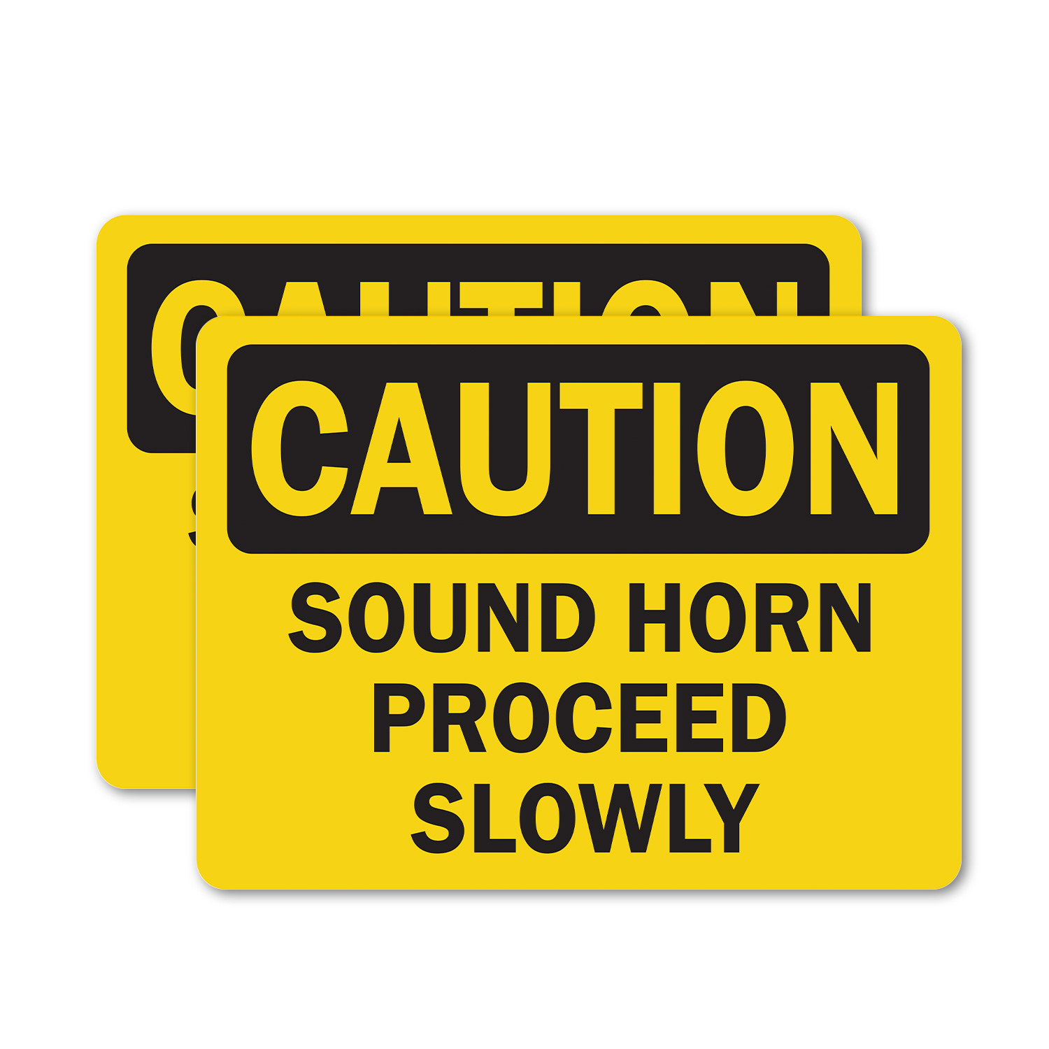 (2 Pack) Sound Horn Proceed Slowly OSHA Caution Sign Decal Metal Plastic - Picture 12 of 21