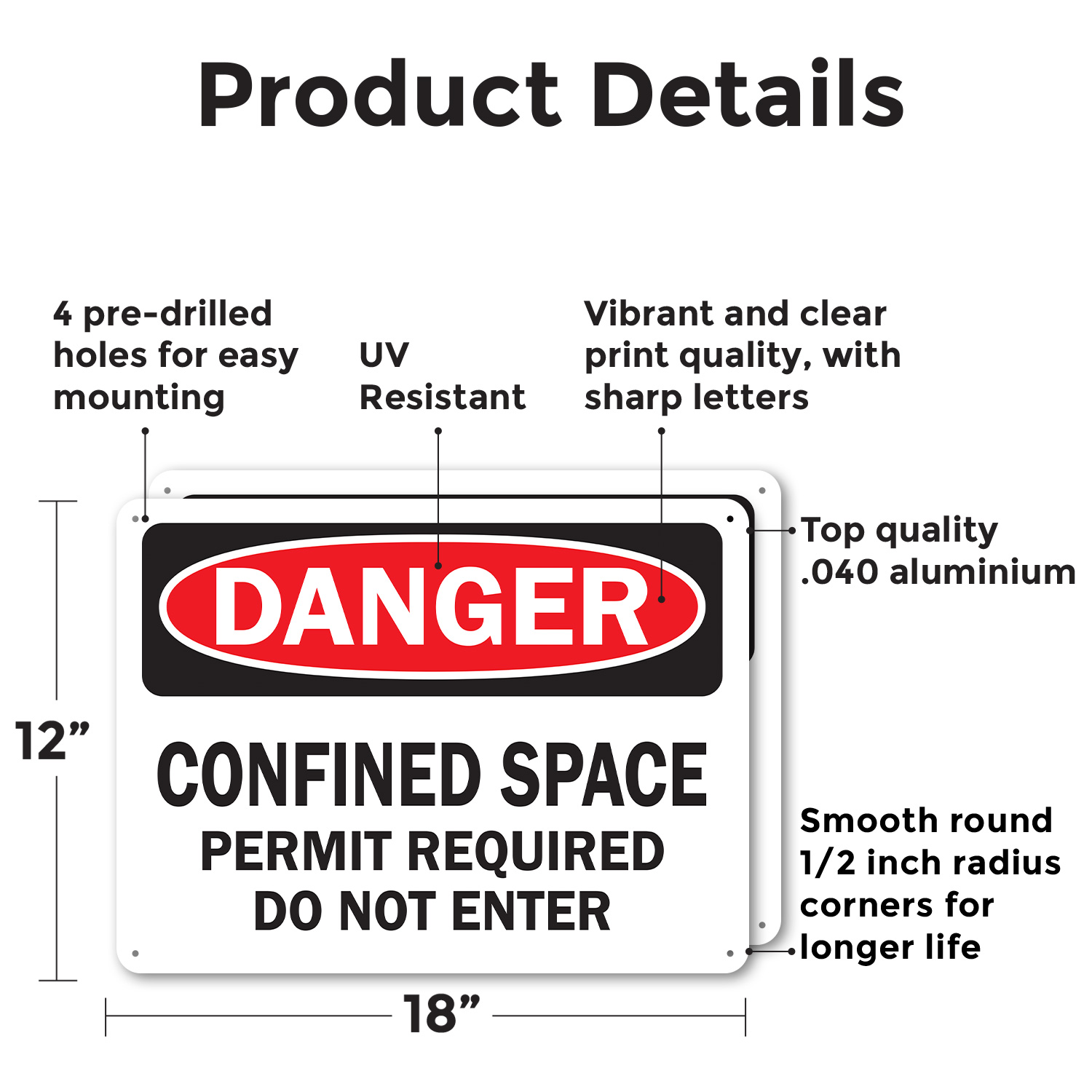 (2 Pack) Confined Space Permit Required Do Not Enter OSHA Danger Sign Decal - 第 10/22 張圖片