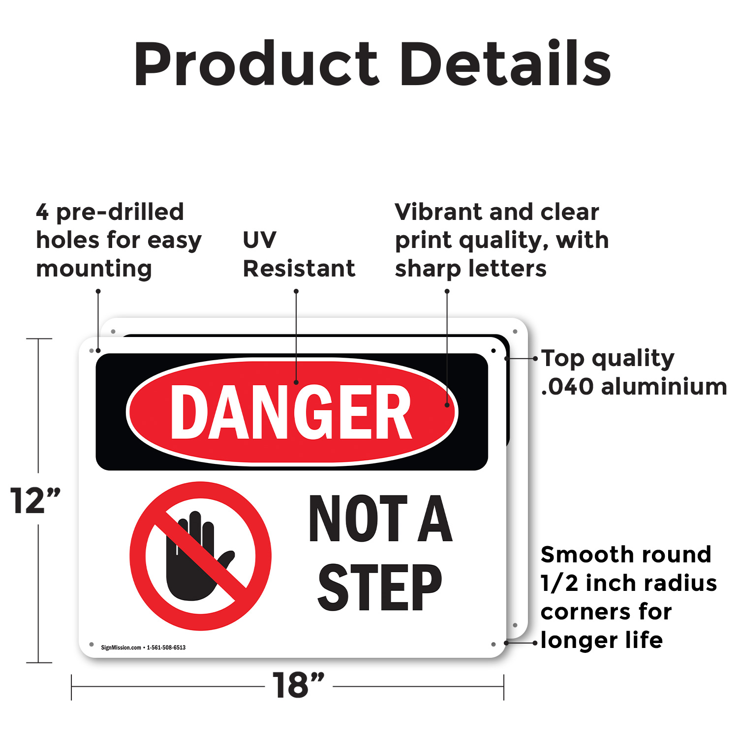(2 Pack) Not A Step OSHA Danger Sign Decal Metal Plastic - Picture 10 of 22