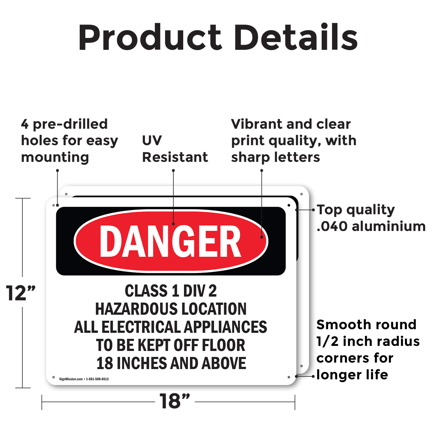 (2 Pack) Class 1 Div 2 Hazardous Location All Electrical OSHA Danger Sign Decal - 第 10/22 張圖片