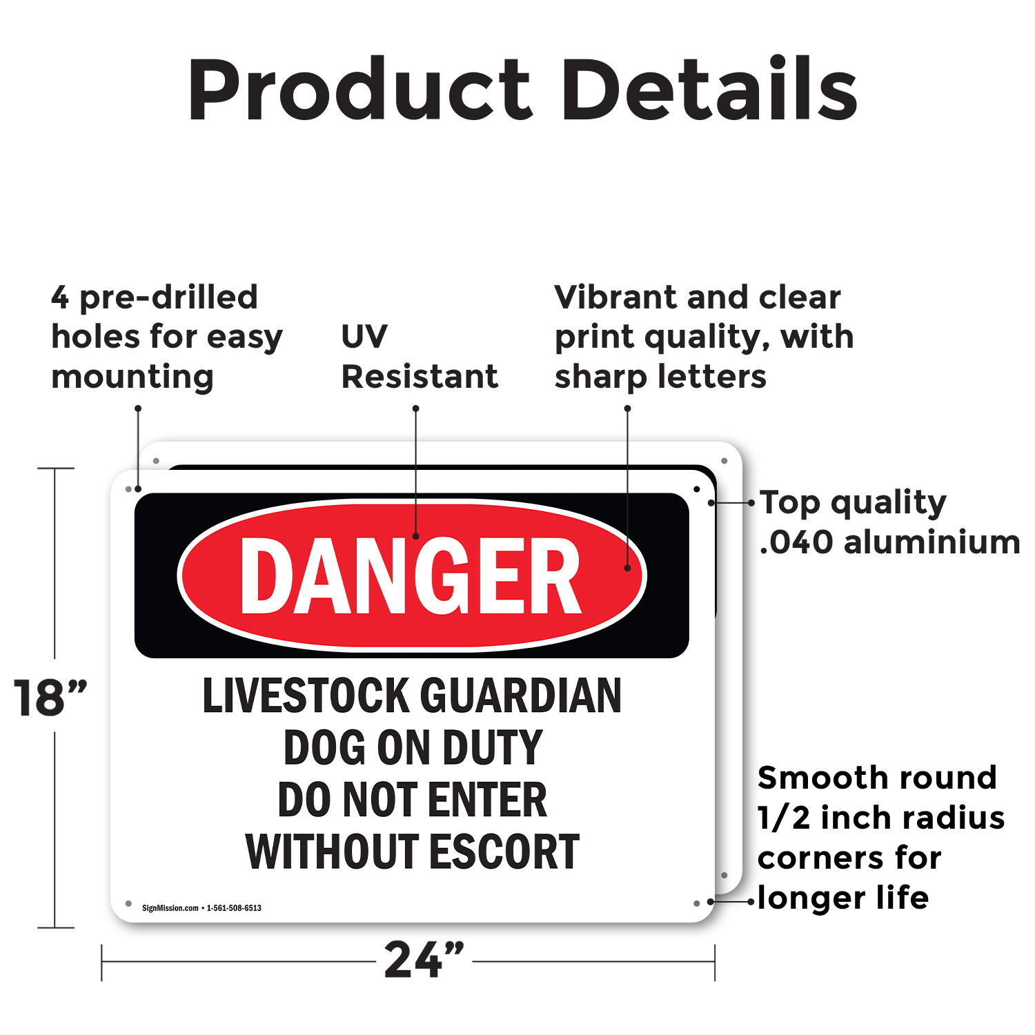 (2 Pack) Livestock Guardian Dog On Duty Do Not Enter OSHA Danger Sign Decal - Picture 11 of 22