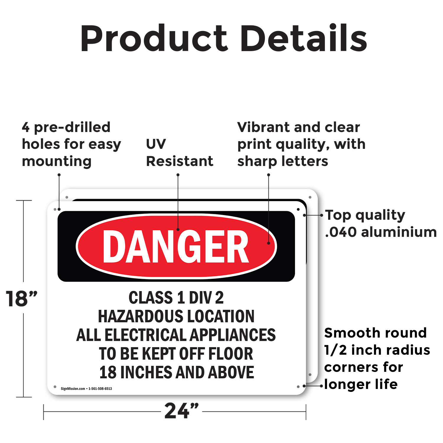 (2 Pack) Class 1 Div 2 Hazardous Location All Electrical OSHA Danger Sign Decal - 第 11/22 張圖片