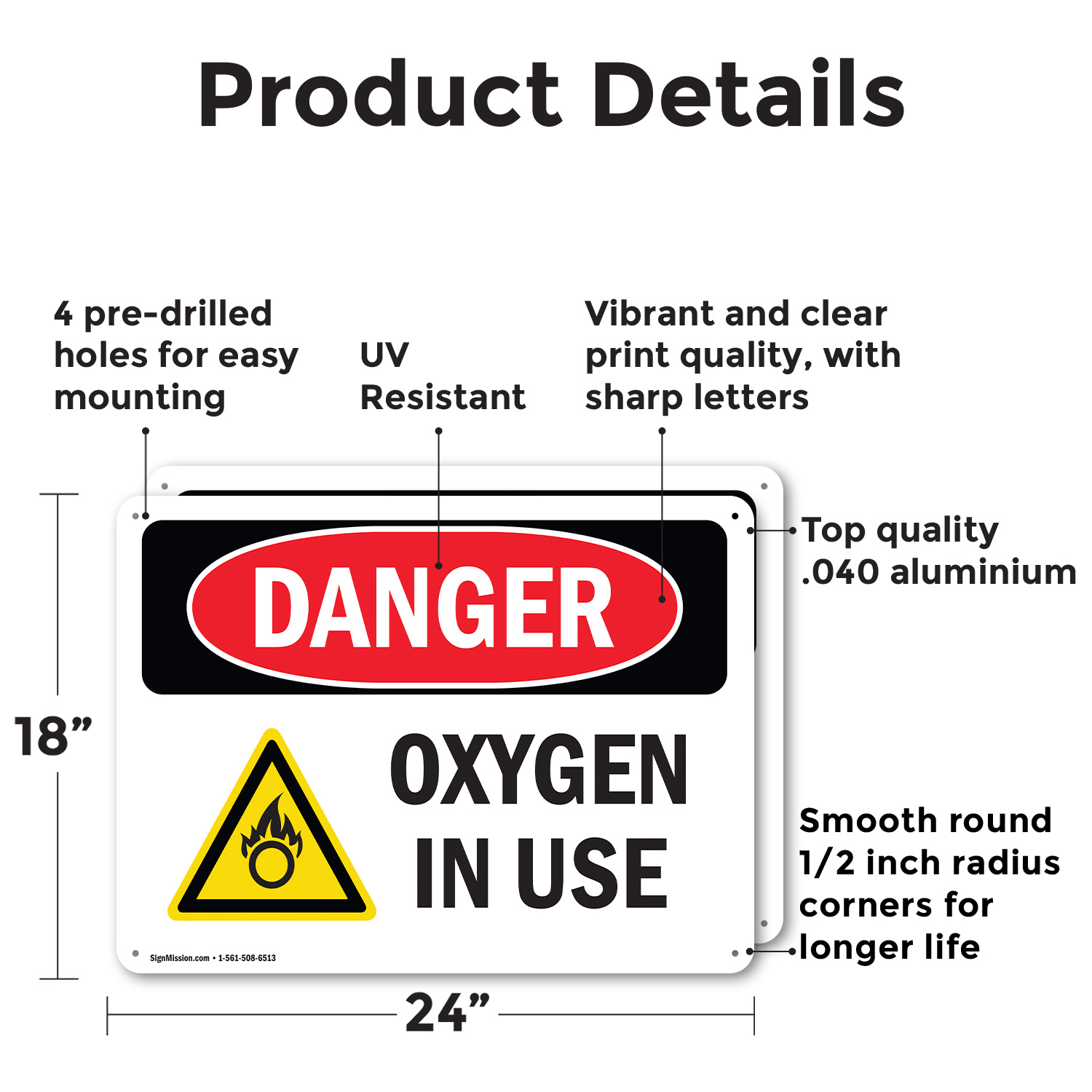 (Paquete de 2) Calcomanía de letrero de peligro OSHA de oxígeno en uso metal plástico - Imagen 11 de 21