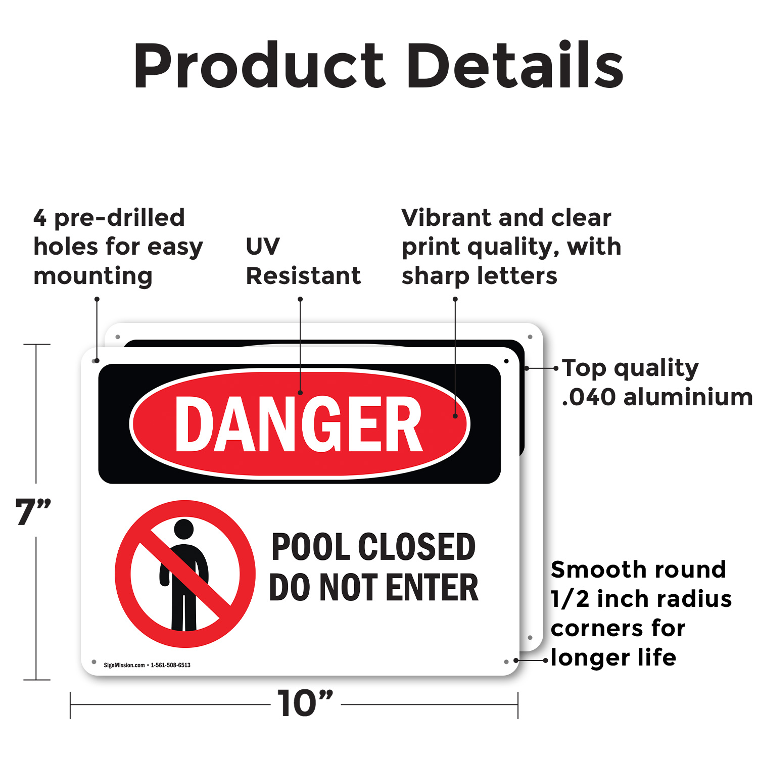 (2 Pack) Pool Closed Do Not Enter OSHA Danger Sign Decal Metal Plastic - 第 9/22 張圖片