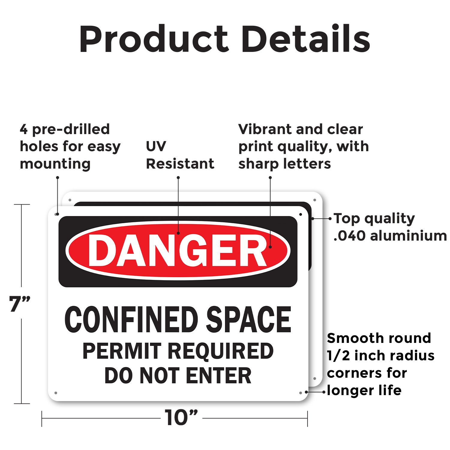 (2 Pack) Confined Space Permit Required Do Not Enter OSHA Danger Sign Decal - 第 9/22 張圖片