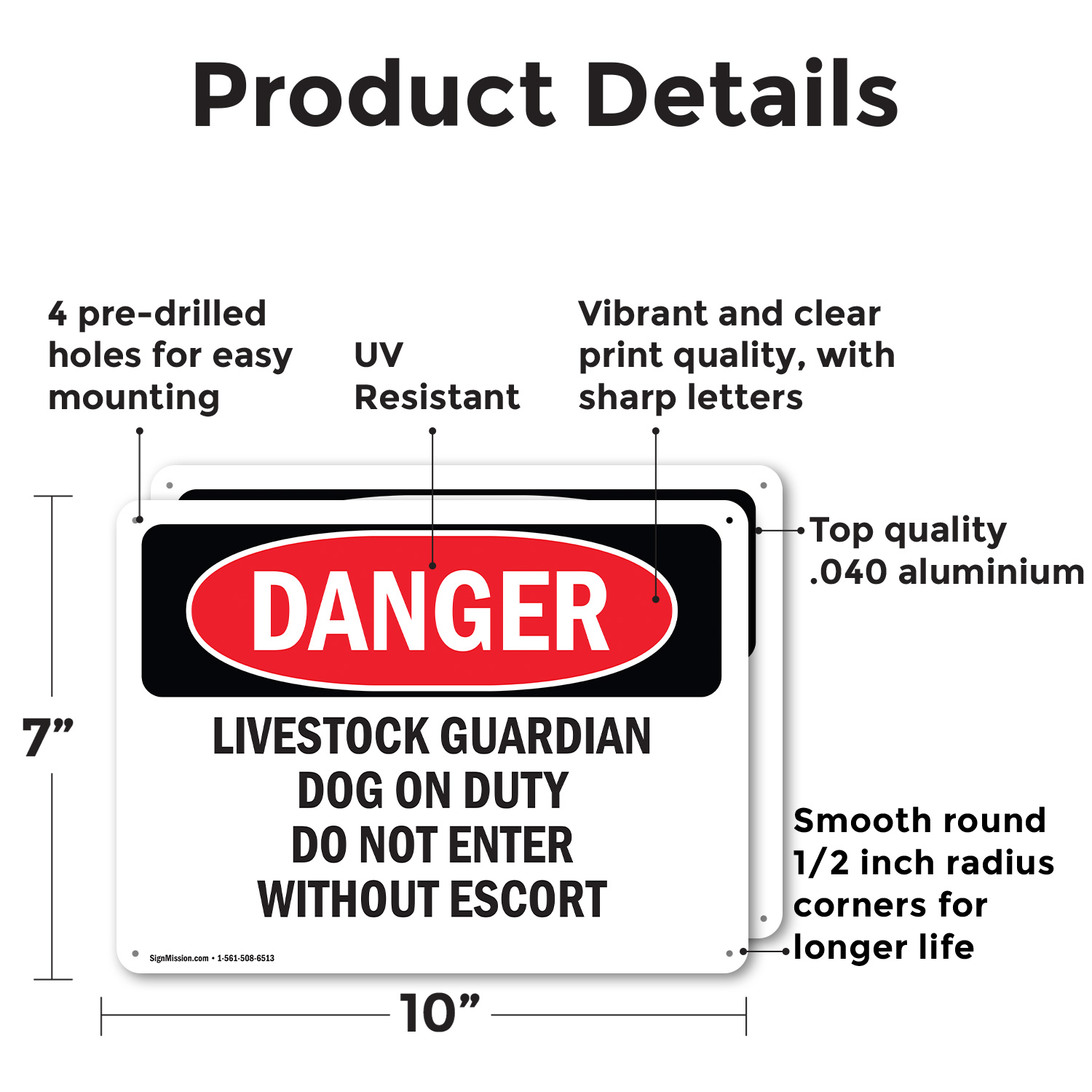 (2 Pack) Livestock Guardian Dog On Duty Do Not Enter OSHA Danger Sign Decal - Picture 9 of 22