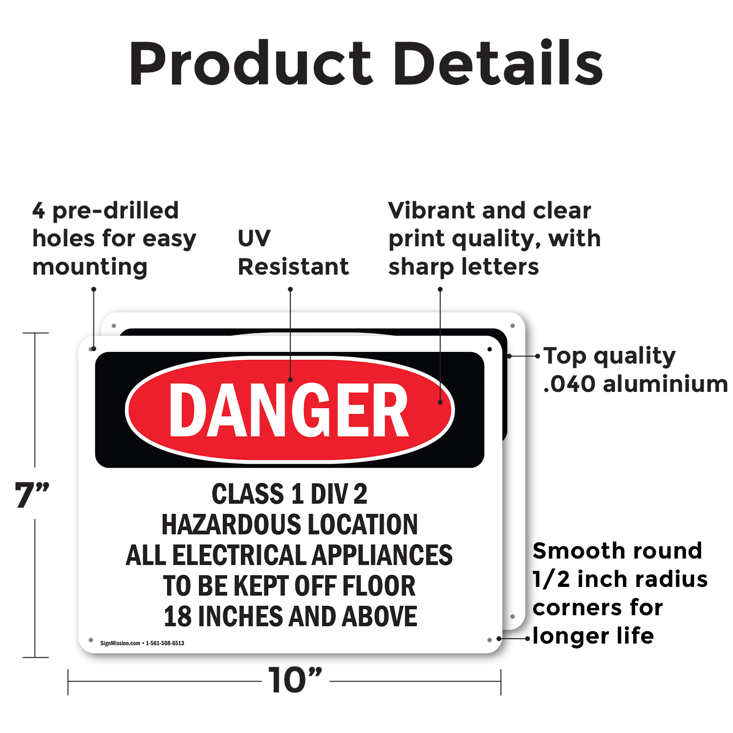 (2 Pack) Class 1 Div 2 Hazardous Location All Electrical OSHA Danger Sign Decal - 第 9/22 張圖片