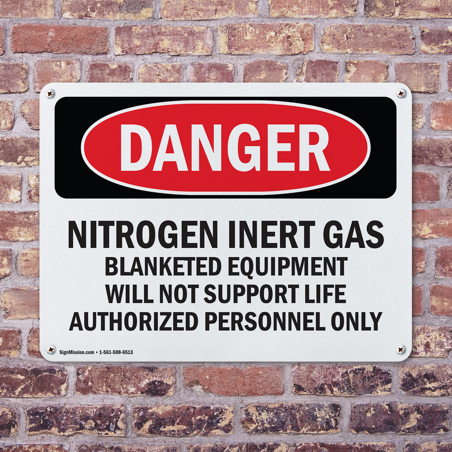 2 Pack) Nitrogen Inert Gas Equipment OSHA Danger Sign Decal Metal