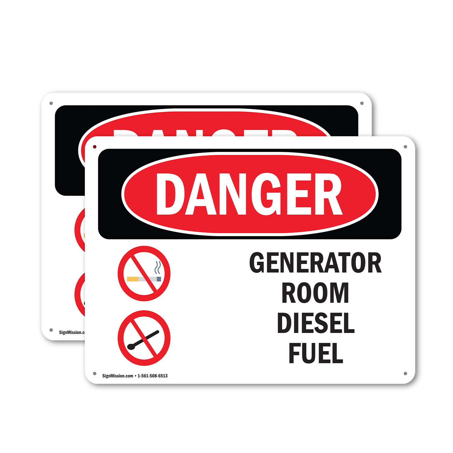 Diesel Fuel Combustible OSHA Danger Vinyl Decal Label 18 Inch x 12 Inch - 5 Pack