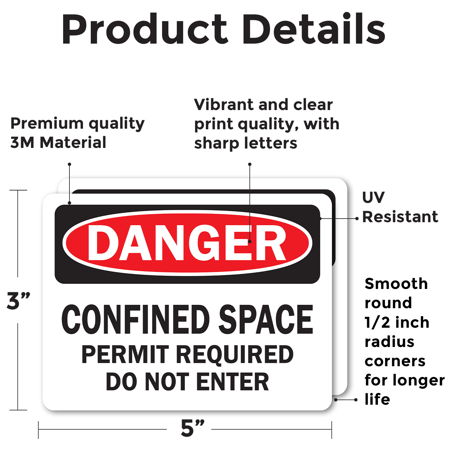 (2 Pack) Confined Space Permit Required Do Not Enter OSHA Danger Sign Decal - 第 13/22 張圖片