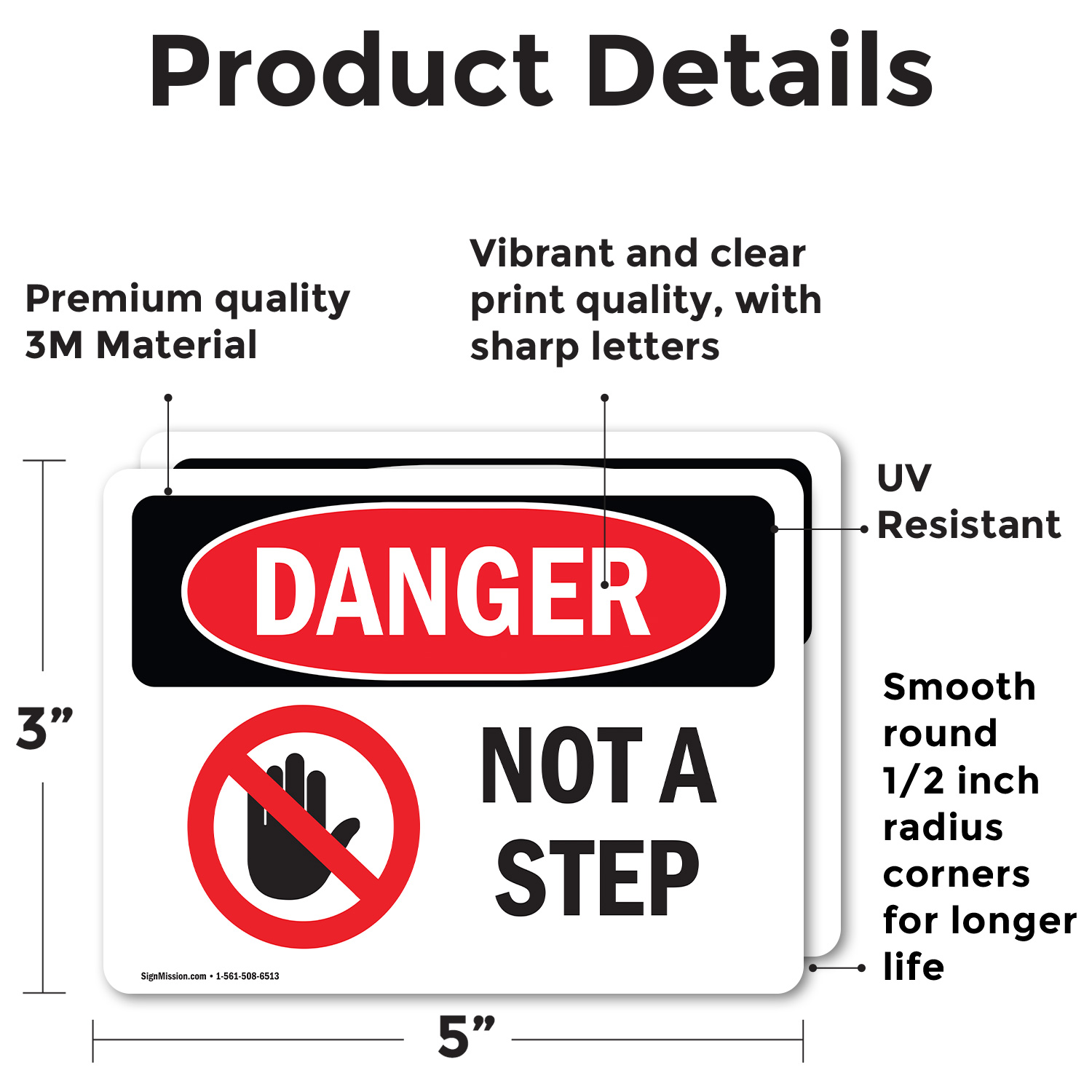 (2 Pack) Not A Step OSHA Danger Sign Decal Metal Plastic - Picture 13 of 22