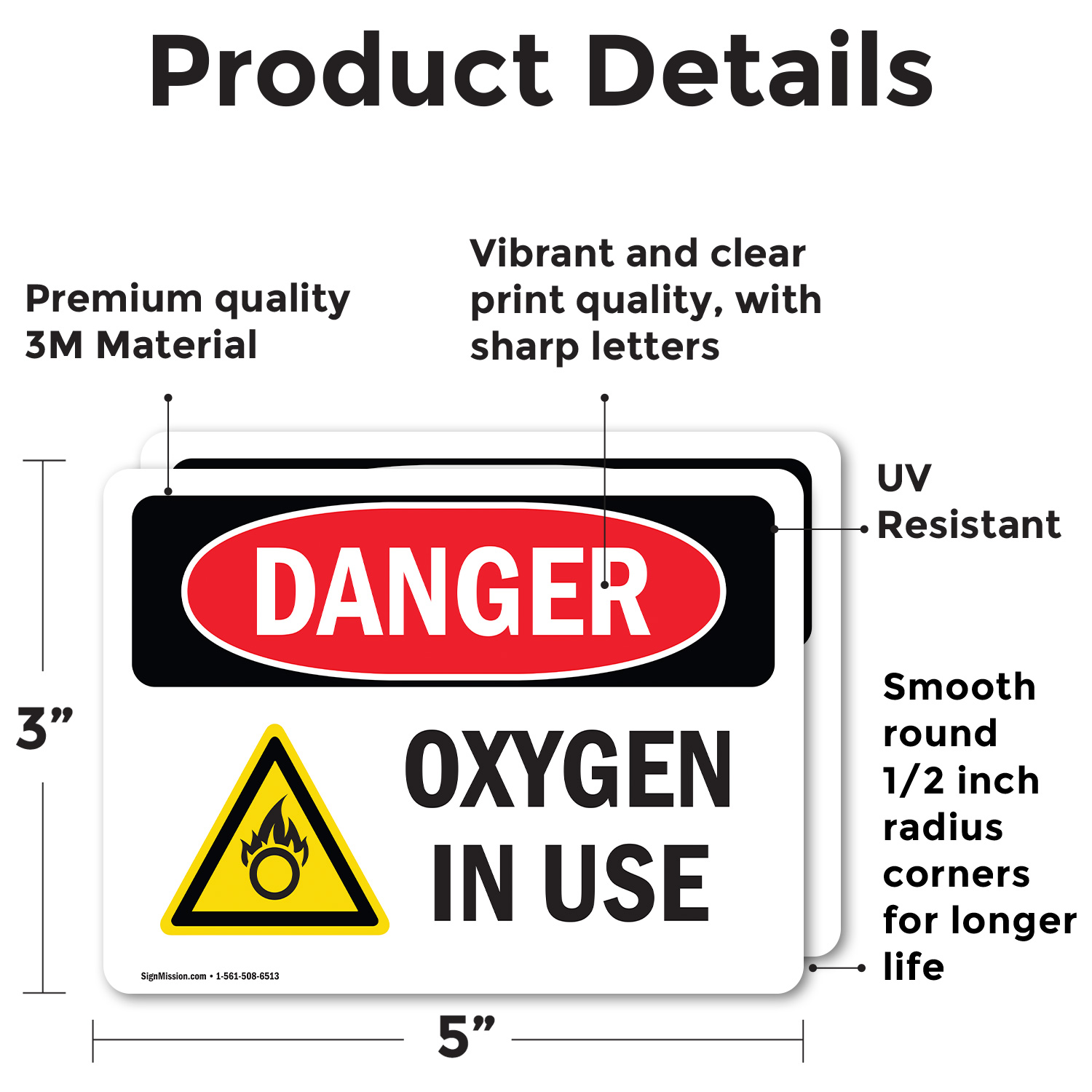 (Paquete de 2) Calcomanía de letrero de peligro OSHA de oxígeno en uso metal plástico - Imagen 13 de 21