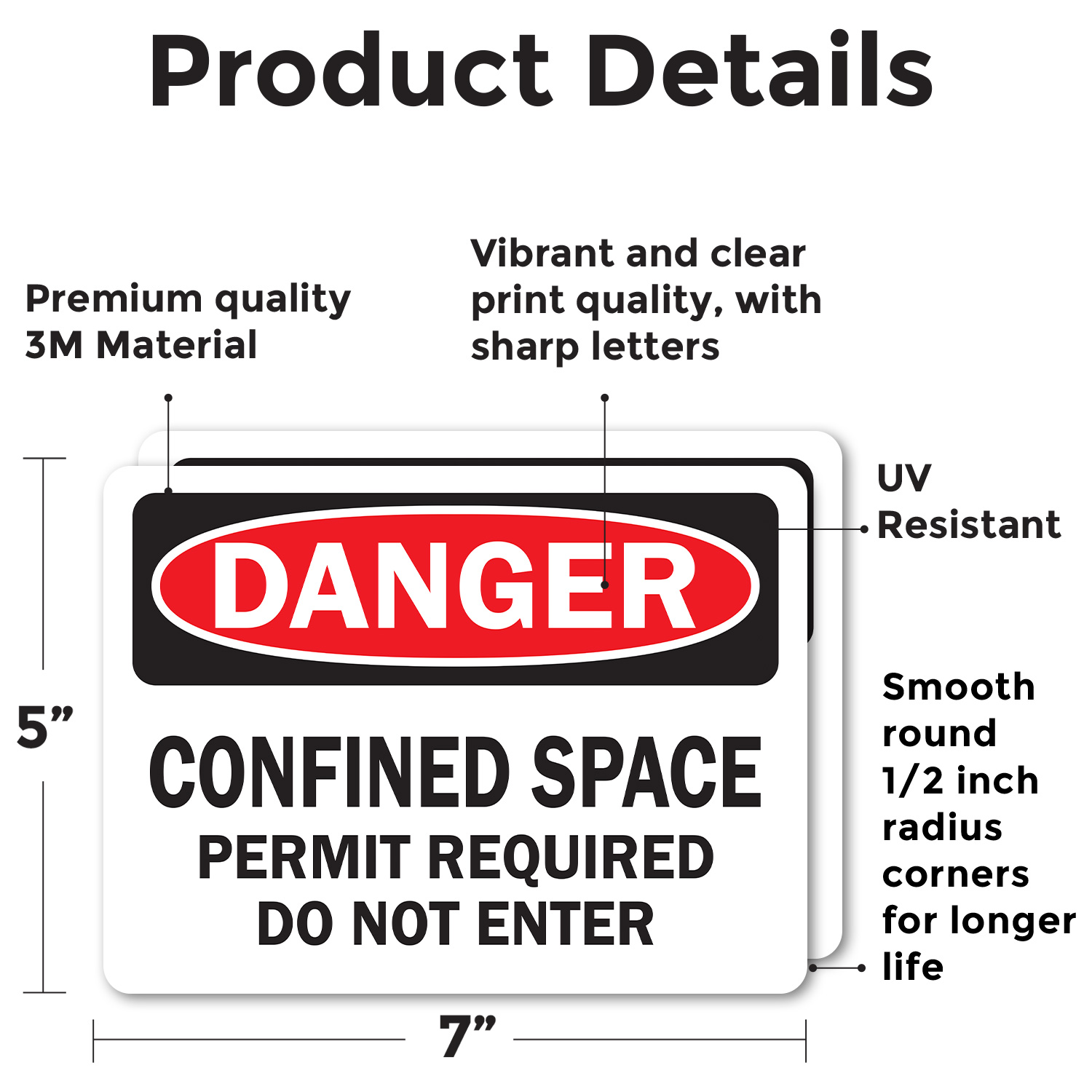 (2 Pack) Confined Space Permit Required Do Not Enter OSHA Danger Sign Decal - 第 18/22 張圖片