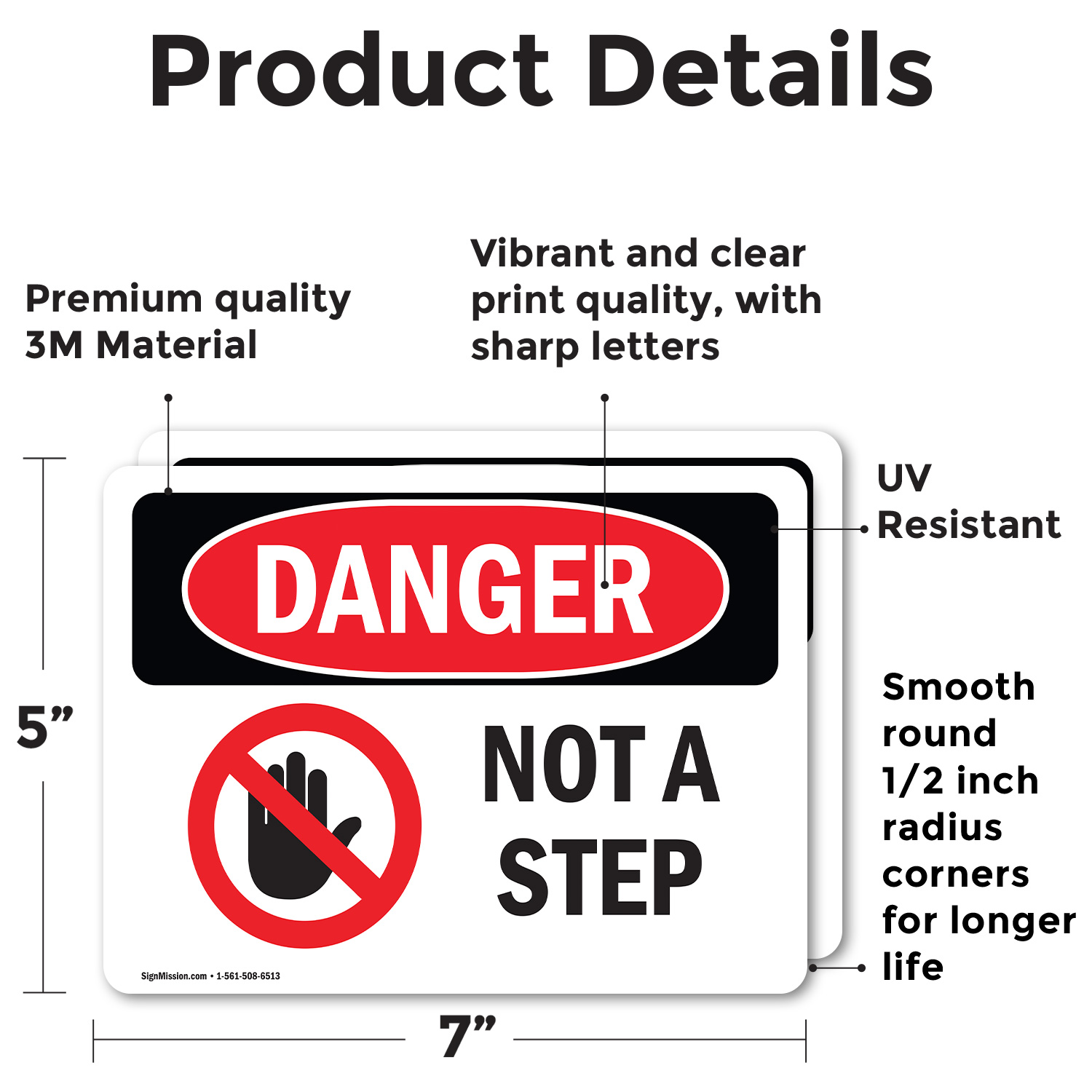 (2 Pack) Not A Step OSHA Danger Sign Decal Metal Plastic - Picture 19 of 22