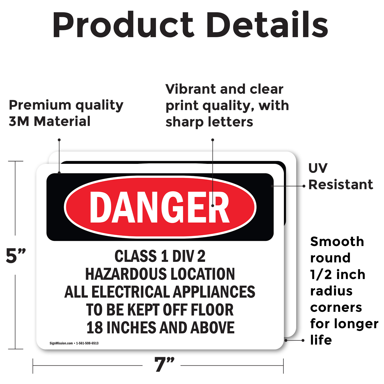 (2 Pack) Class 1 Div 2 Hazardous Location All Electrical OSHA Danger Sign Decal - 第 19/22 張圖片