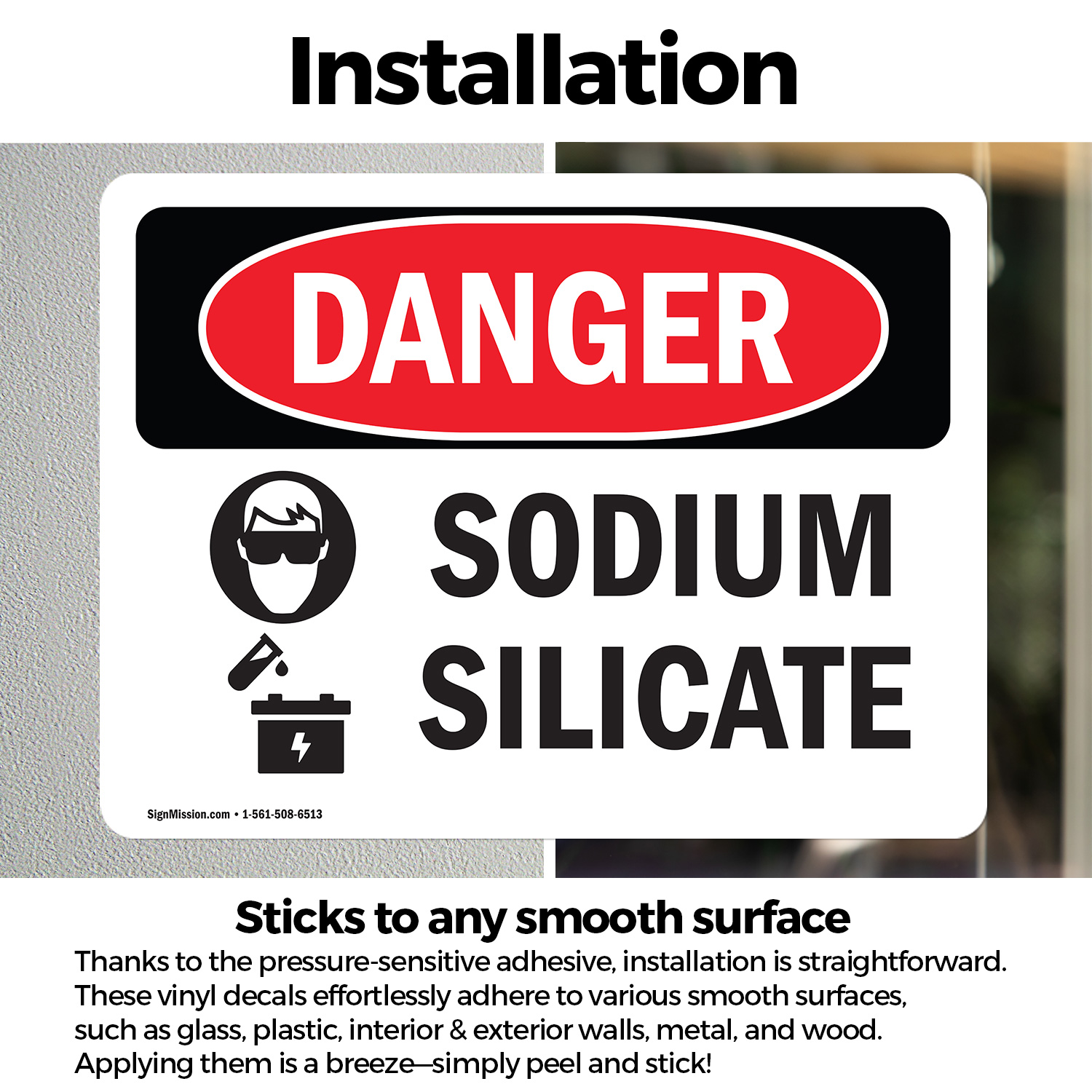 (2 Pack) Sodium Silicate OSHA Danger Sign Decal Metal Plastic - 第 14/23 張圖片