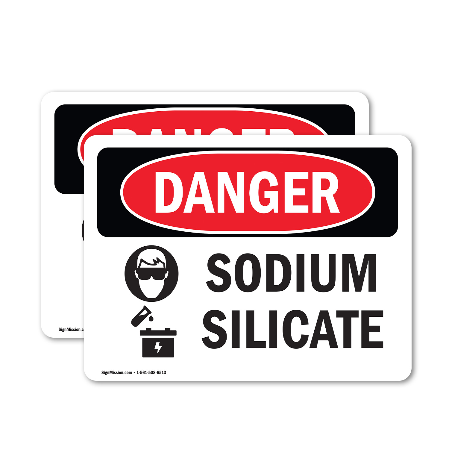 (2 Pack) Sodium Silicate OSHA Danger Sign Decal Metal Plastic - 第 12/23 張圖片
