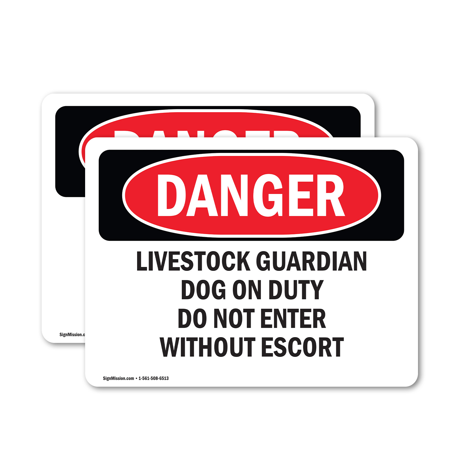 (2 Pack) Livestock Guardian Dog On Duty Do Not Enter OSHA Danger Sign Decal - Picture 12 of 22
