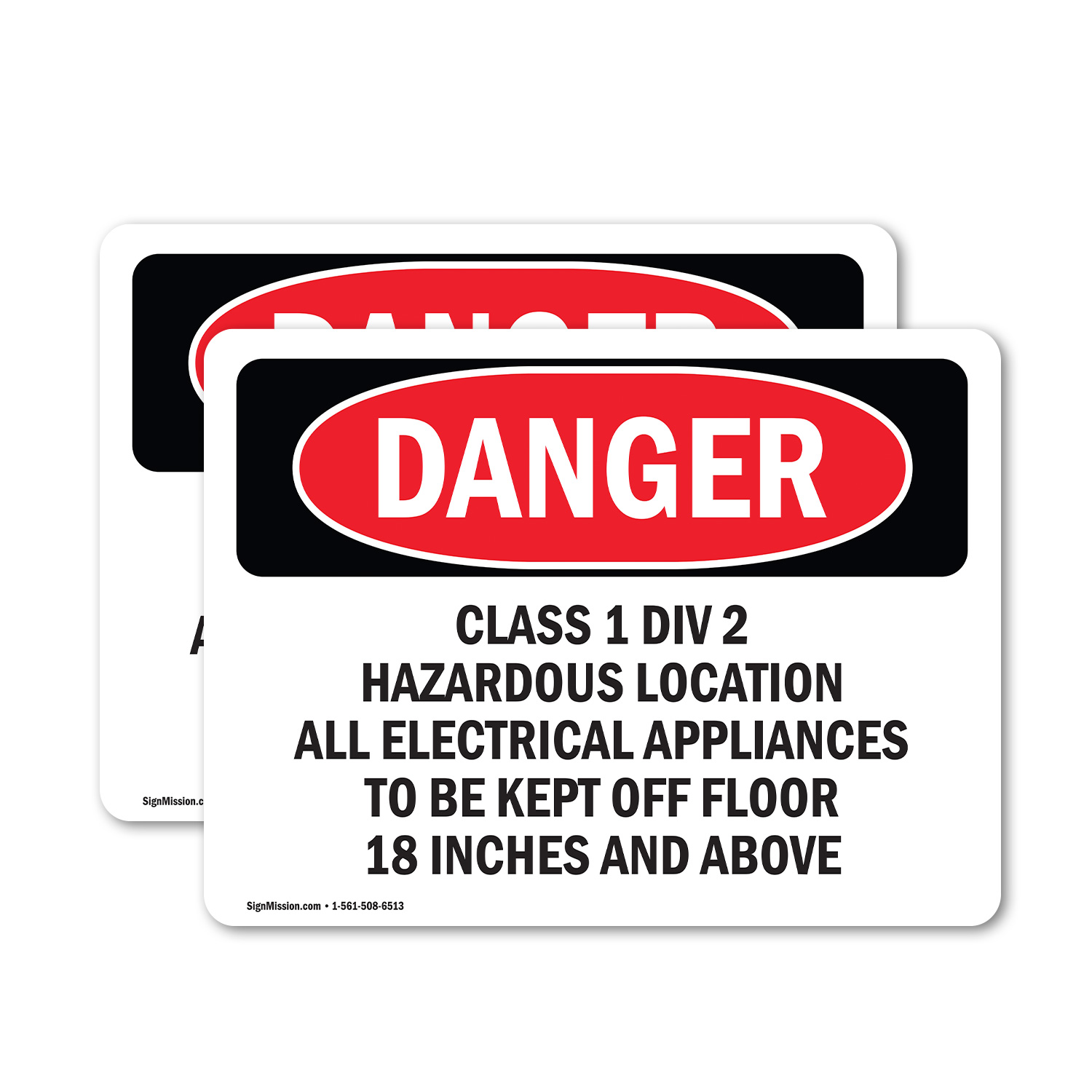 (2 Pack) Class 1 Div 2 Hazardous Location All Electrical OSHA Danger Sign Decal - 第 12/22 張圖片