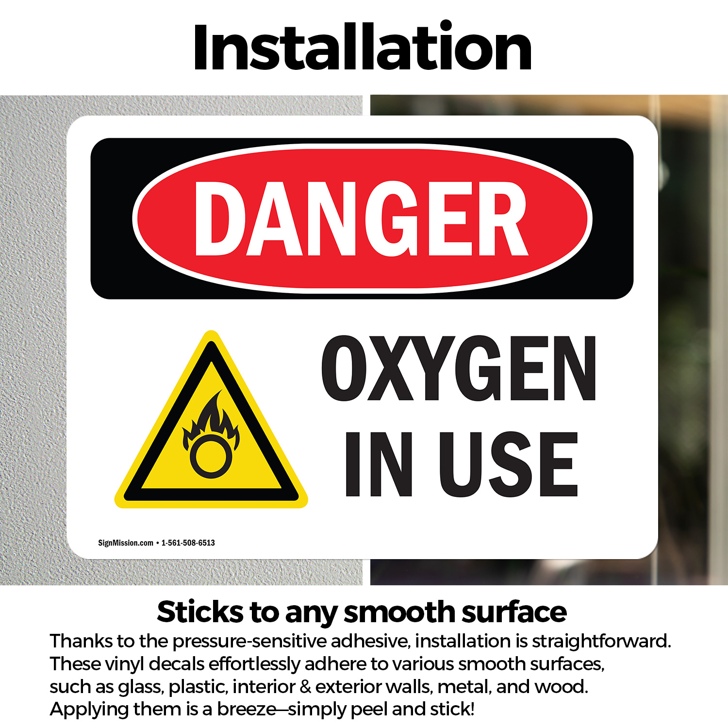 (Paquete de 2) Calcomanía de letrero de peligro OSHA de oxígeno en uso metal plástico - Imagen 14 de 21