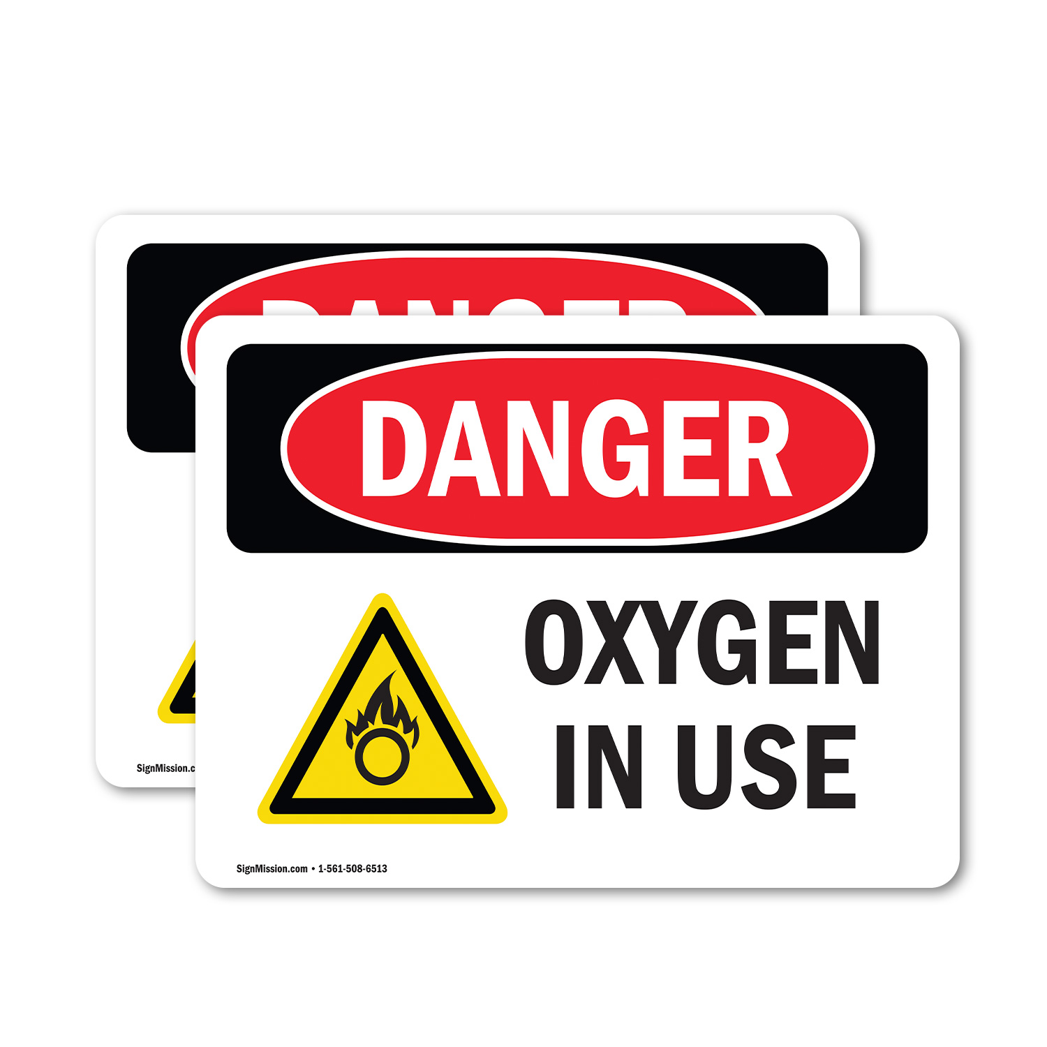 (Paquete de 2) Calcomanía de letrero de peligro OSHA de oxígeno en uso metal plástico - Imagen 12 de 21