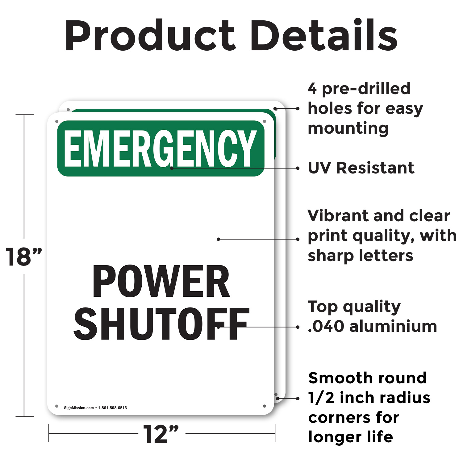 (2 Pack) Power Shutoff OSHA Emergency Sign Decal Metal Plastic - Picture 9 of 22