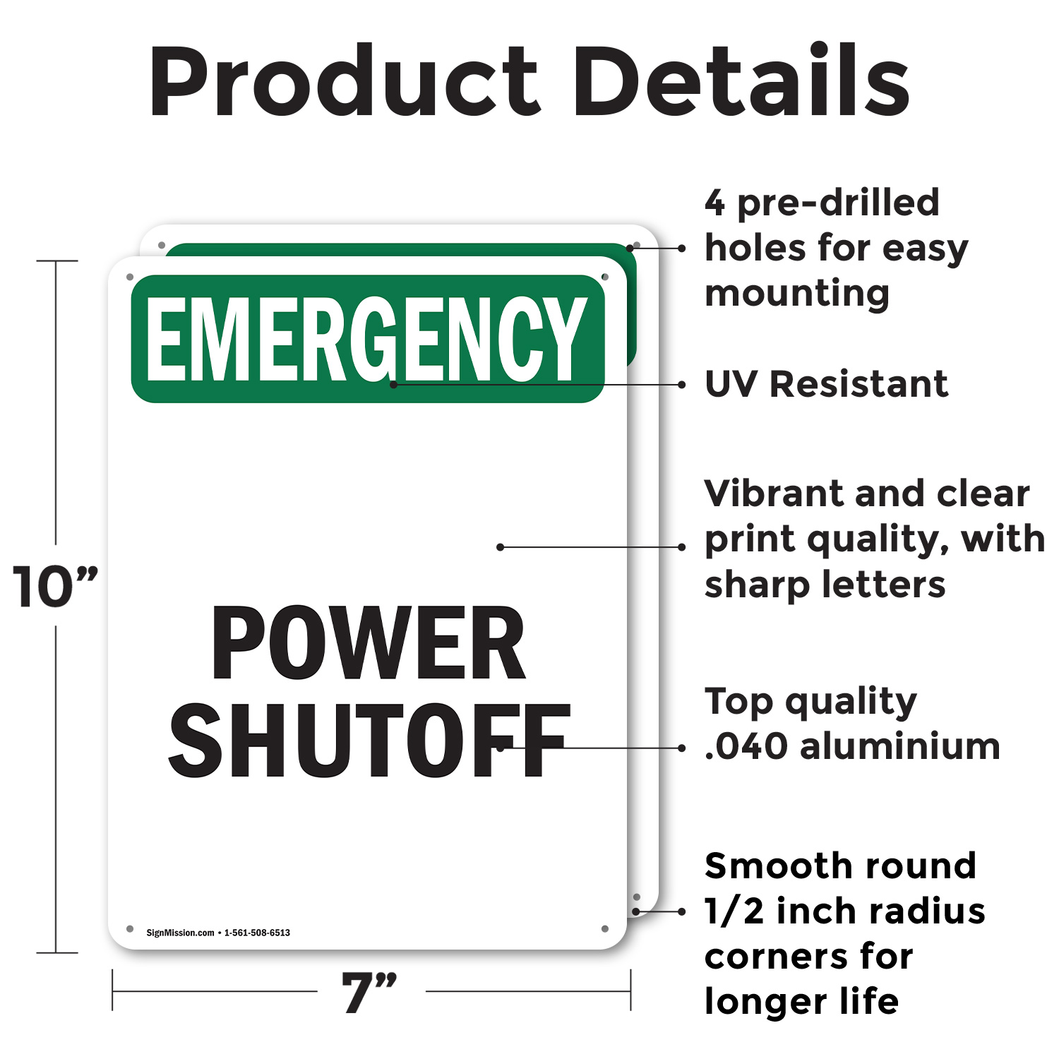 (2 Pack) Power Shutoff OSHA Emergency Sign Decal Metal Plastic - Picture 22 of 22