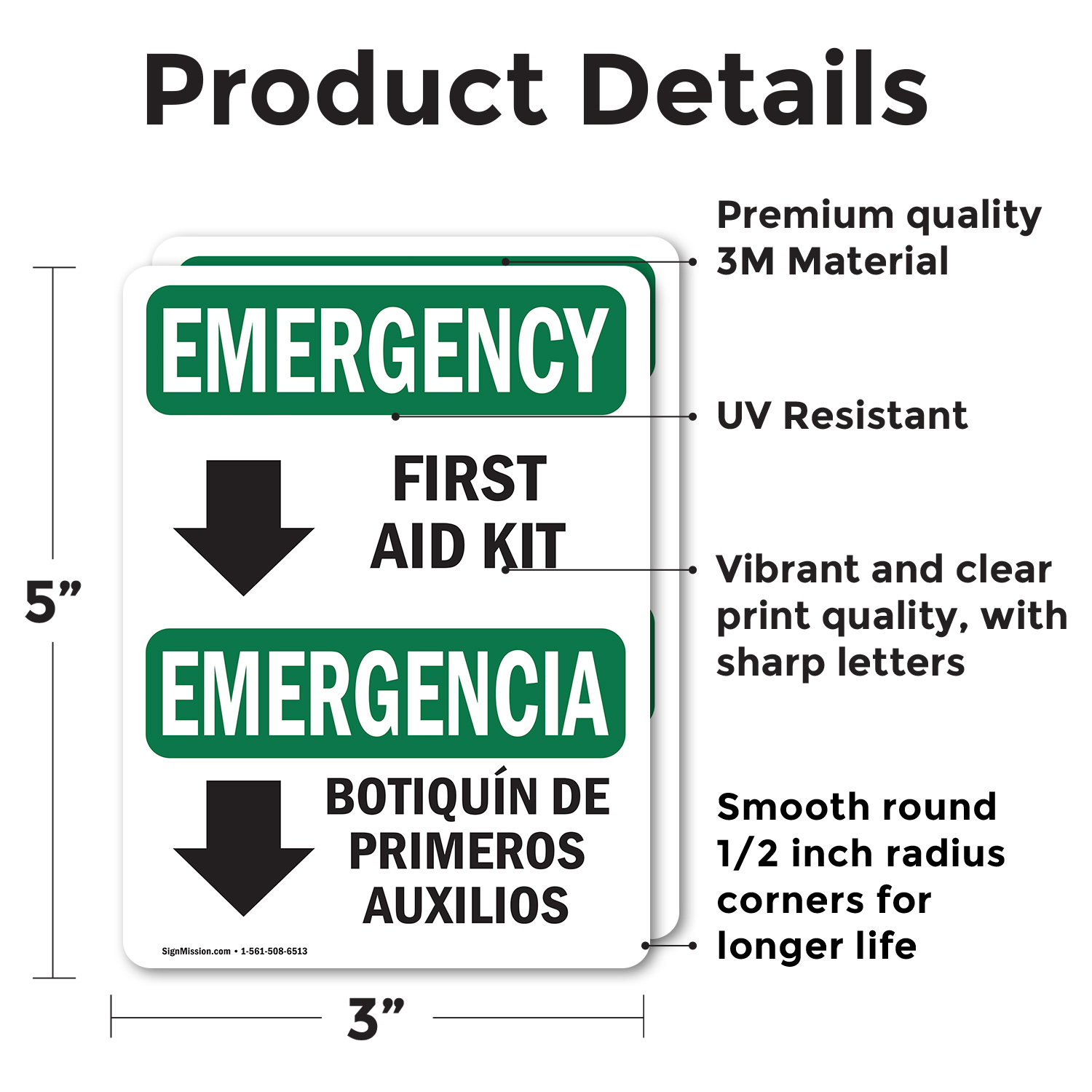 (2 Pack) First Aid Kit Bilingual OSHA Emergency Sign Decal Metal Plastic - 第 12/22 張圖片