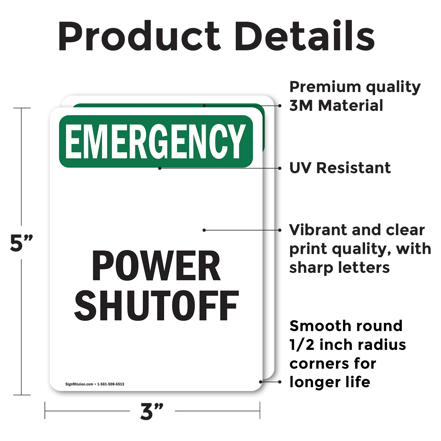 (2 Pack) Power Shutoff OSHA Emergency Sign Decal Metal Plastic - Picture 12 of 22