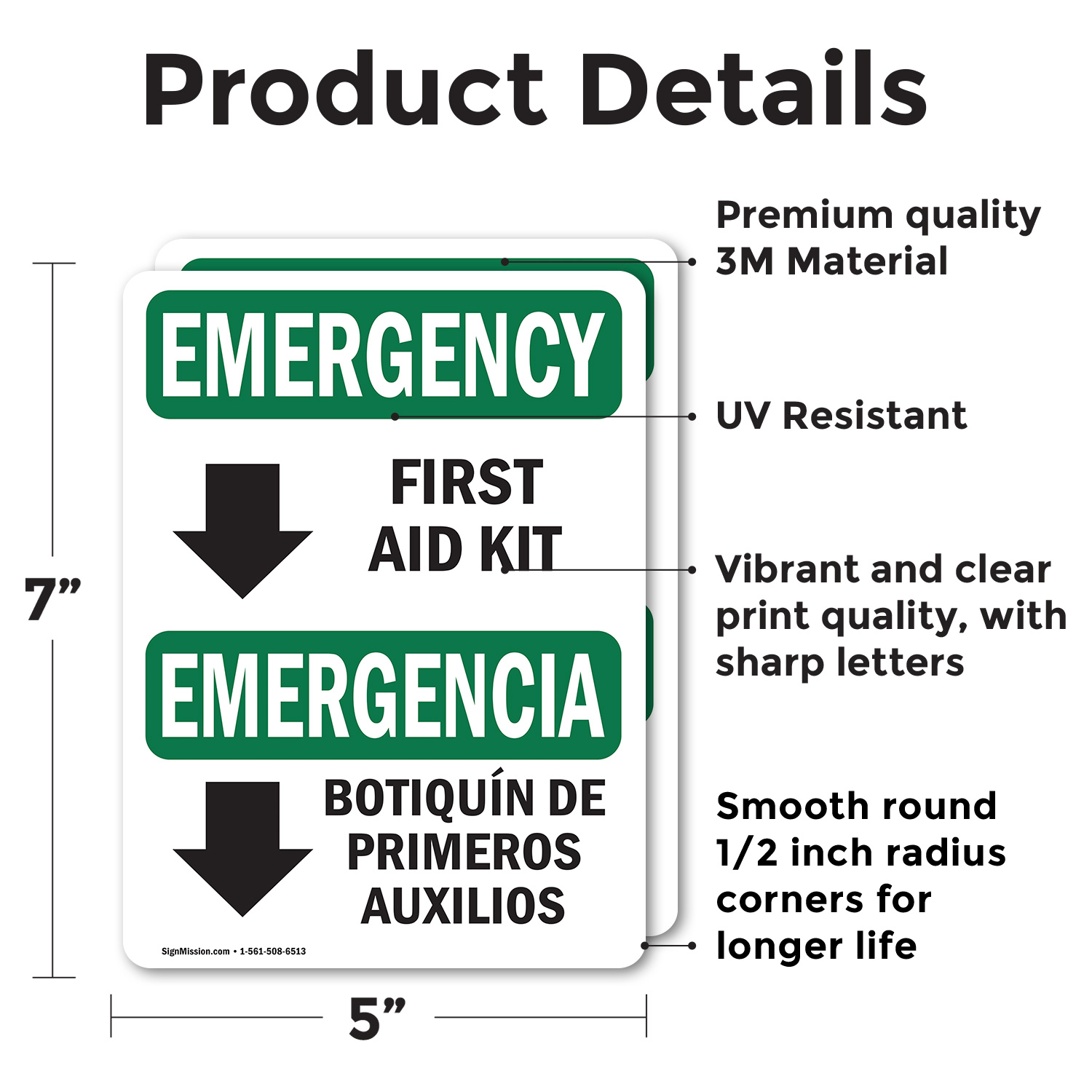 (2 Pack) First Aid Kit Bilingual OSHA Emergency Sign Decal Metal Plastic - 第 18/22 張圖片