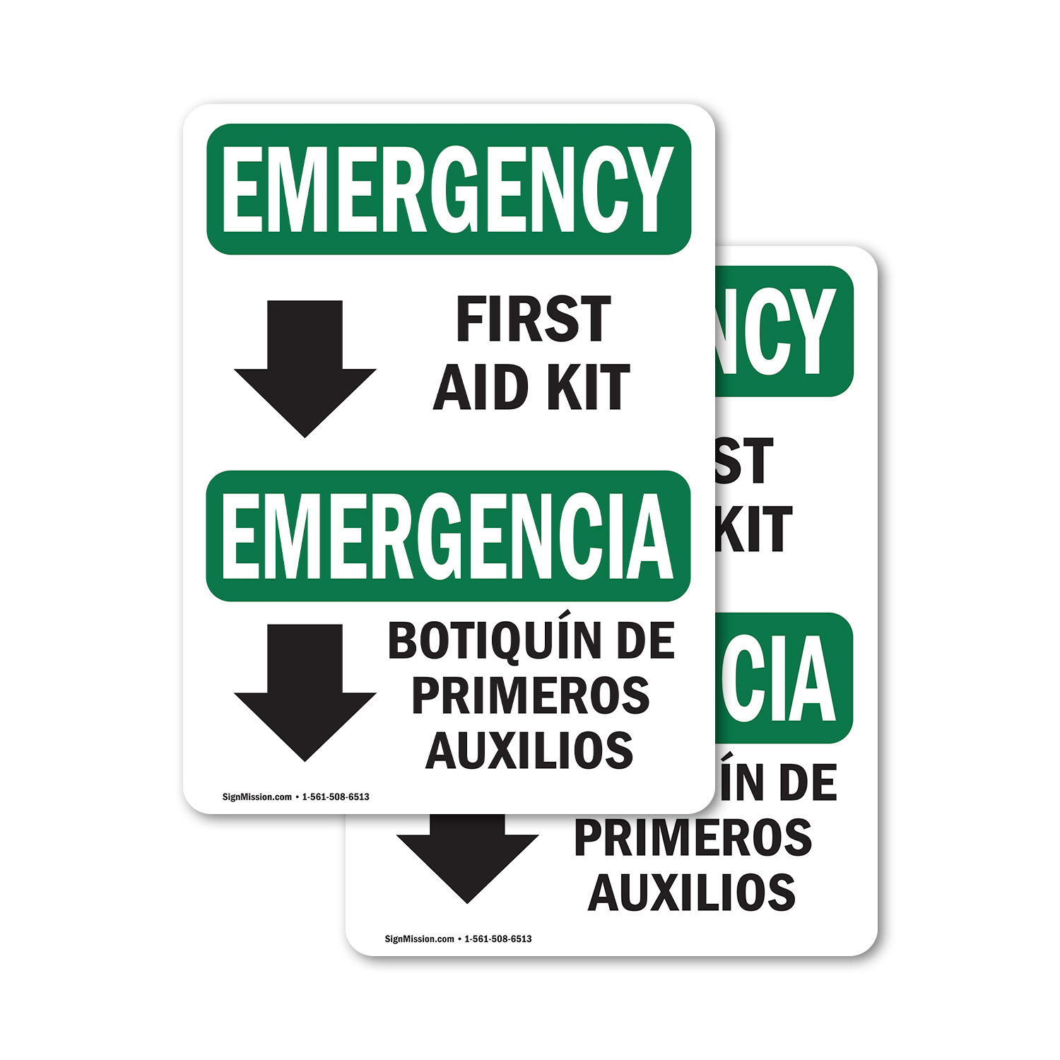 (2 Pack) First Aid Kit Bilingual OSHA Emergency Sign Decal Metal Plastic - 第 11/22 張圖片