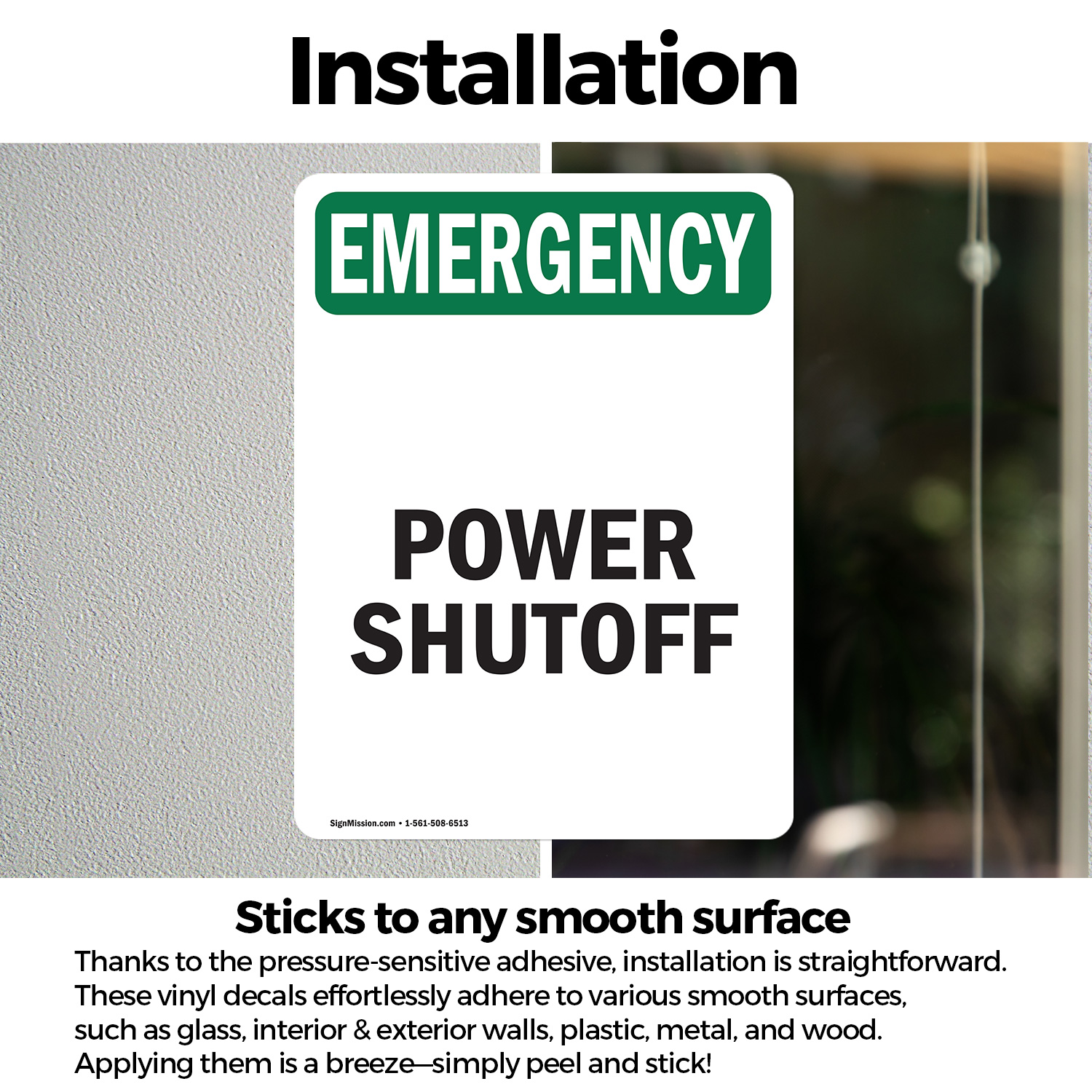 (2 Pack) Power Shutoff OSHA Emergency Sign Decal Metal Plastic - Picture 13 of 22
