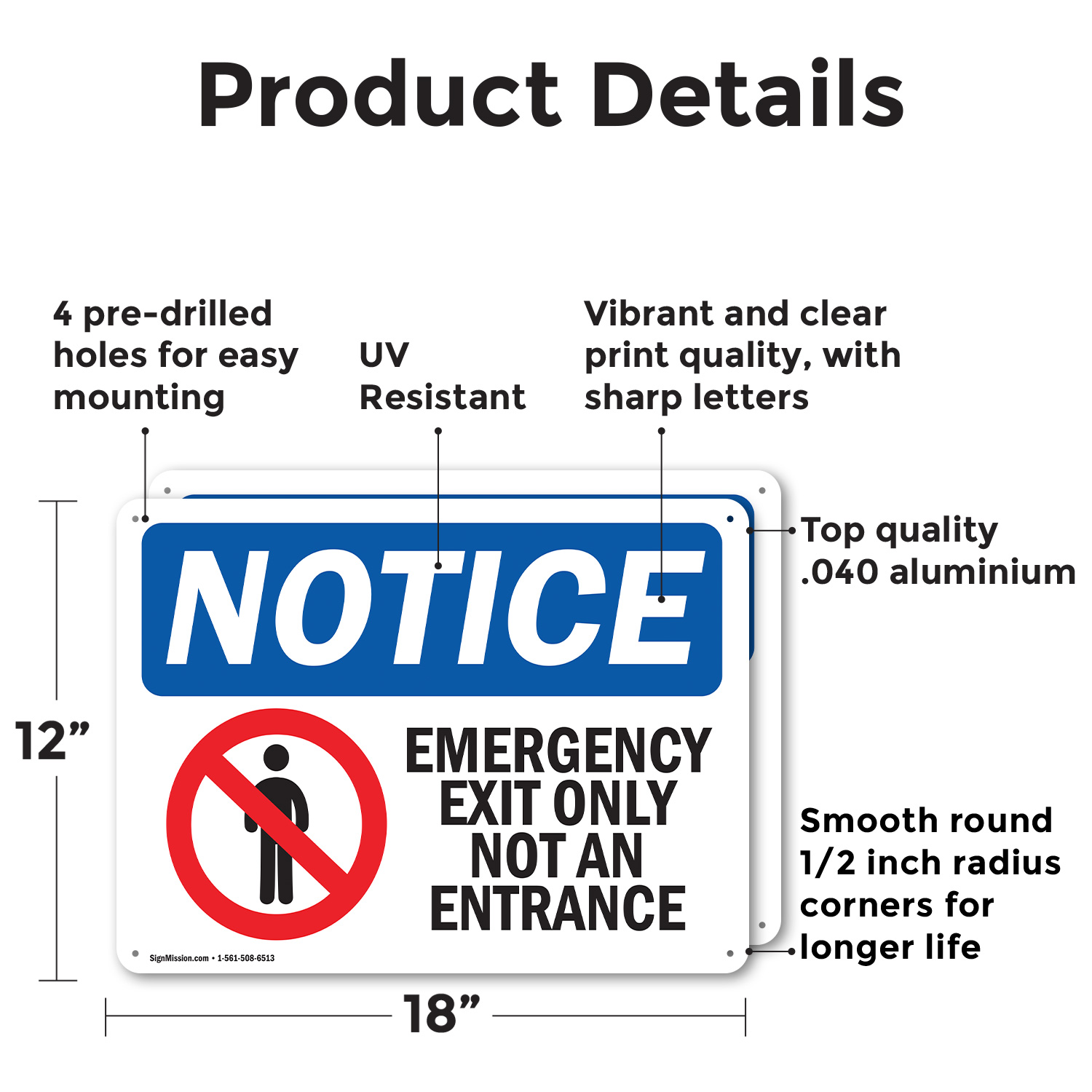 (2 Pack) Emergency Exit Only Not An Entrance OSHA Notice Sign Decal Metal - 第 10/22 張圖片