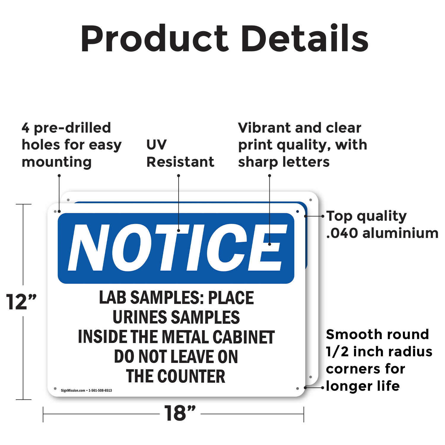 Transitional Sample Storage Sign (2 Pack) Lab Samples Place Urine Samples Inside OSHA Notice Sign Decal ...