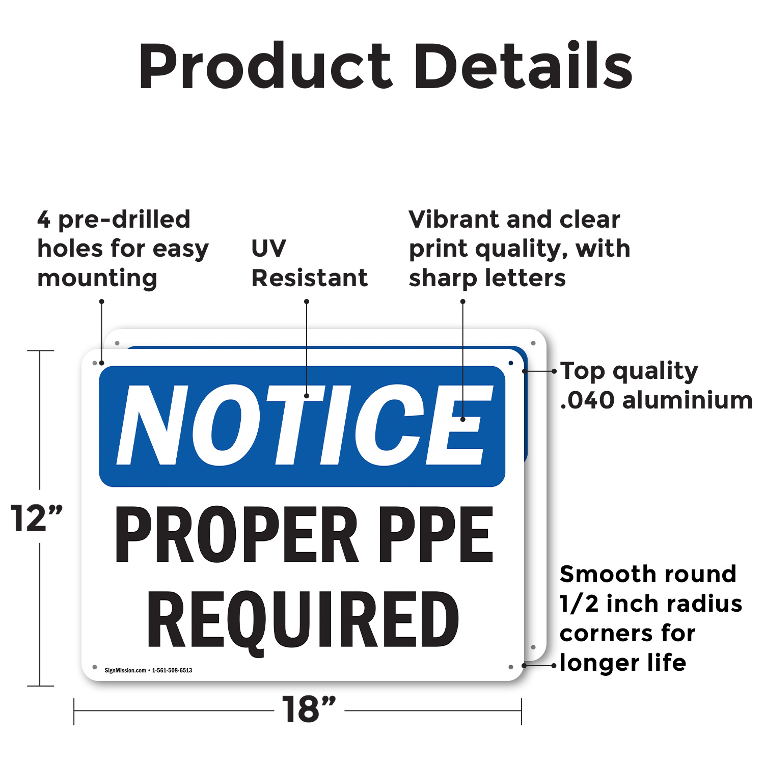 (2 Pack) Proper PPE Required OSHA Notice Sign Decal Metal Plastic - 第 10/23 張圖片